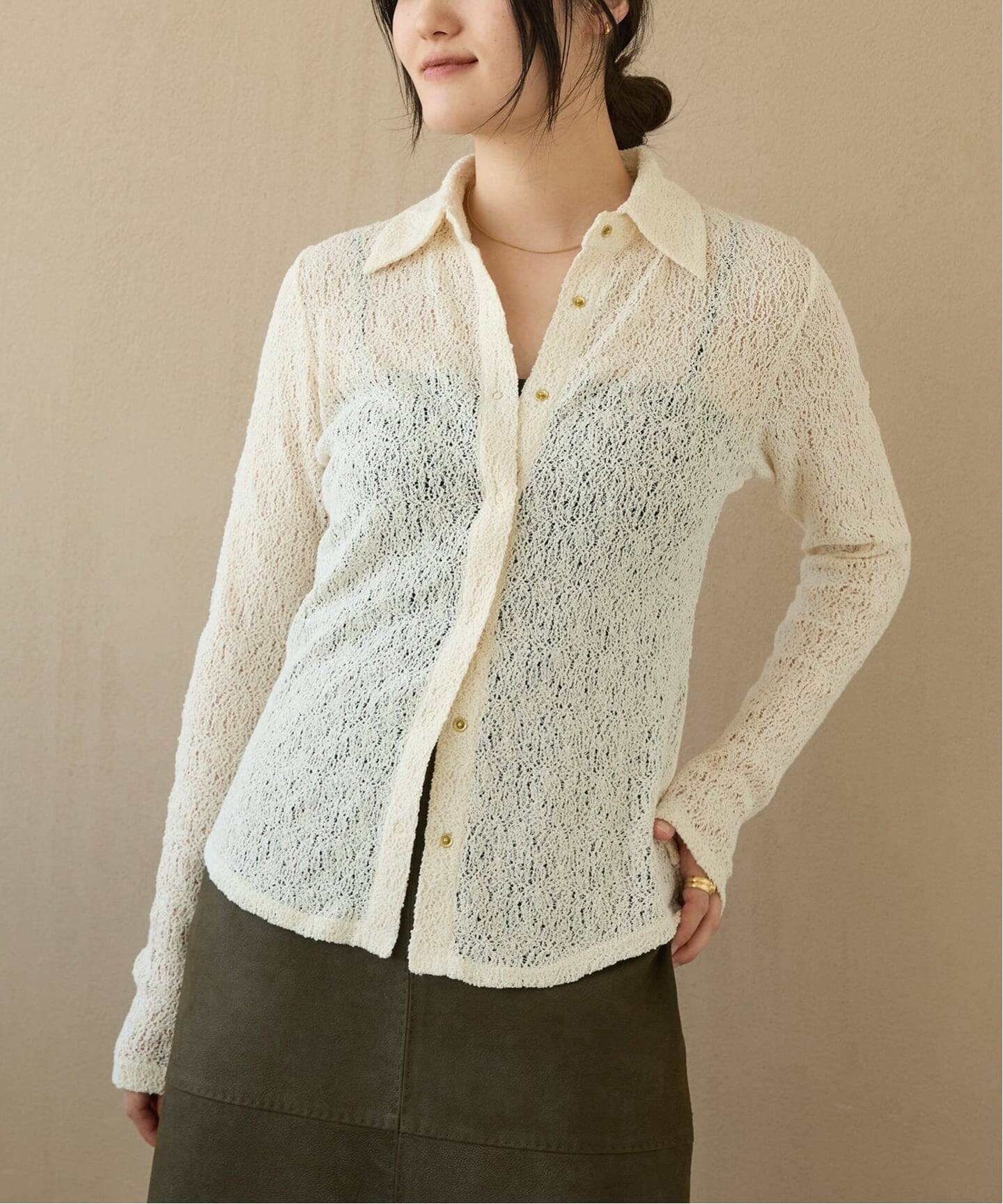 【くーみん】イエナトップス IENA LA BOUCLE カーリーラッセルシャツカットソー（シャツ／ブラウス