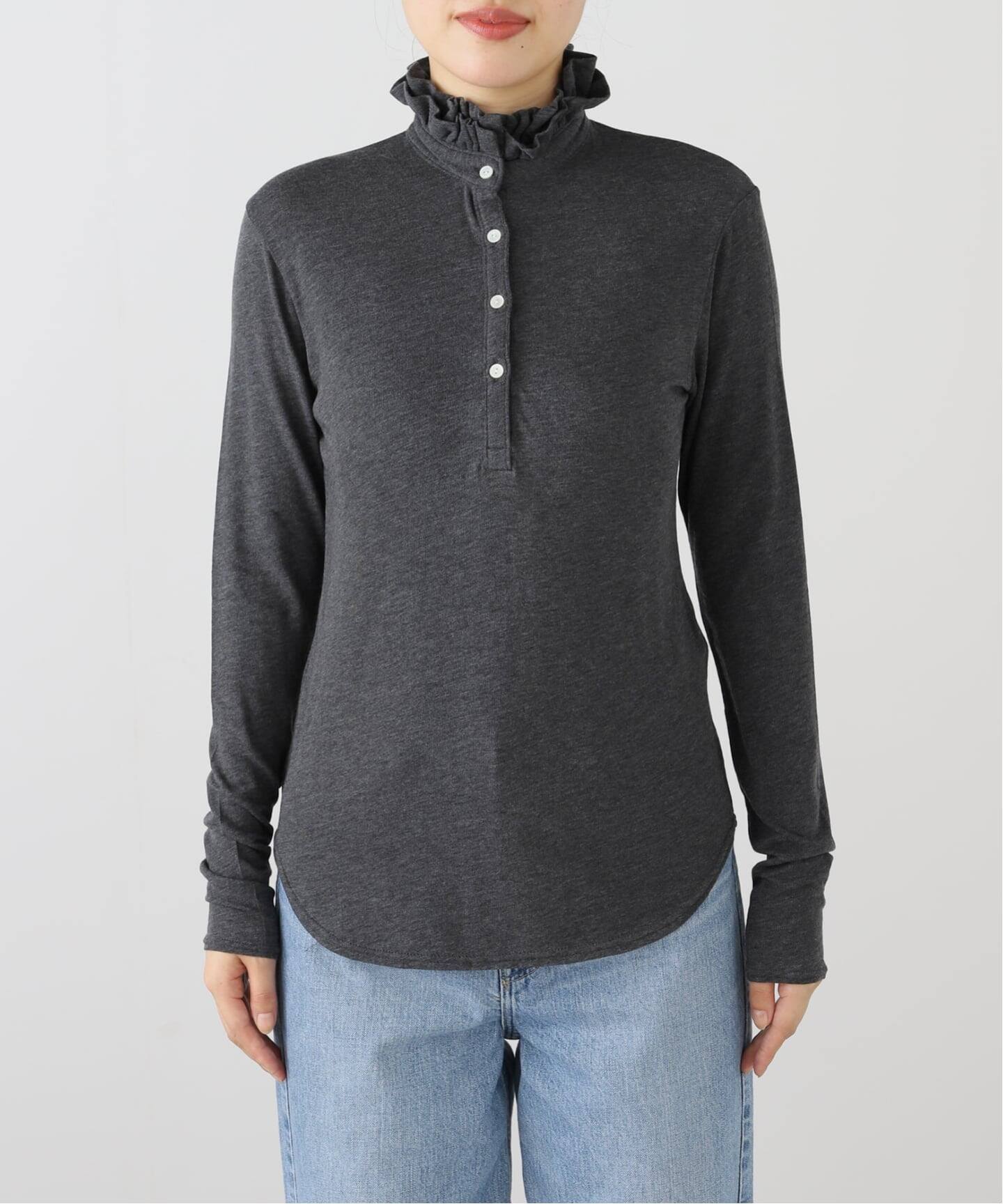 追加》IENA LA BOUCLE フリルヘンリーネックカットソー（Tシャツ