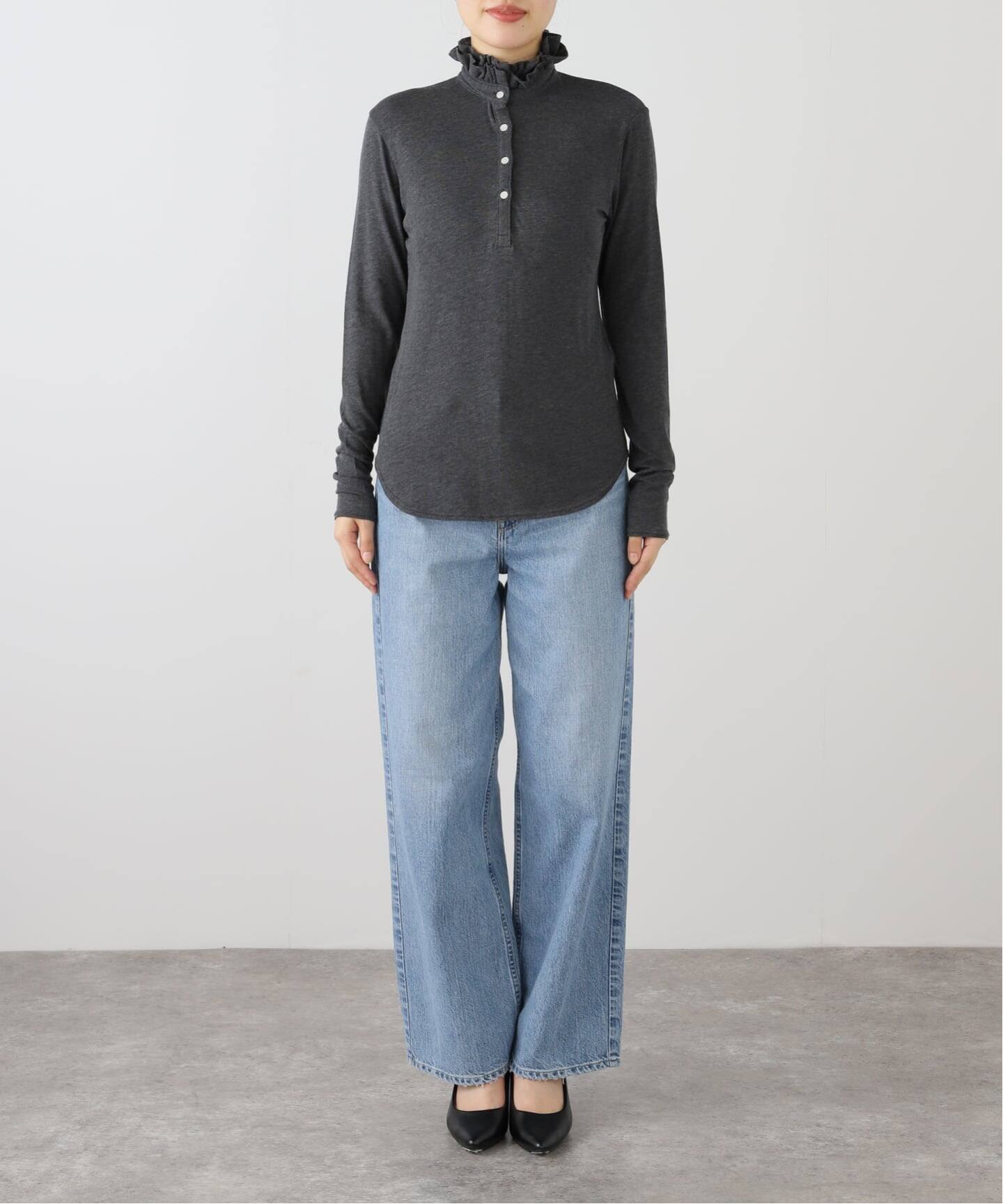 追加》IENA LA BOUCLE フリルヘンリーネックカットソー（Tシャツ