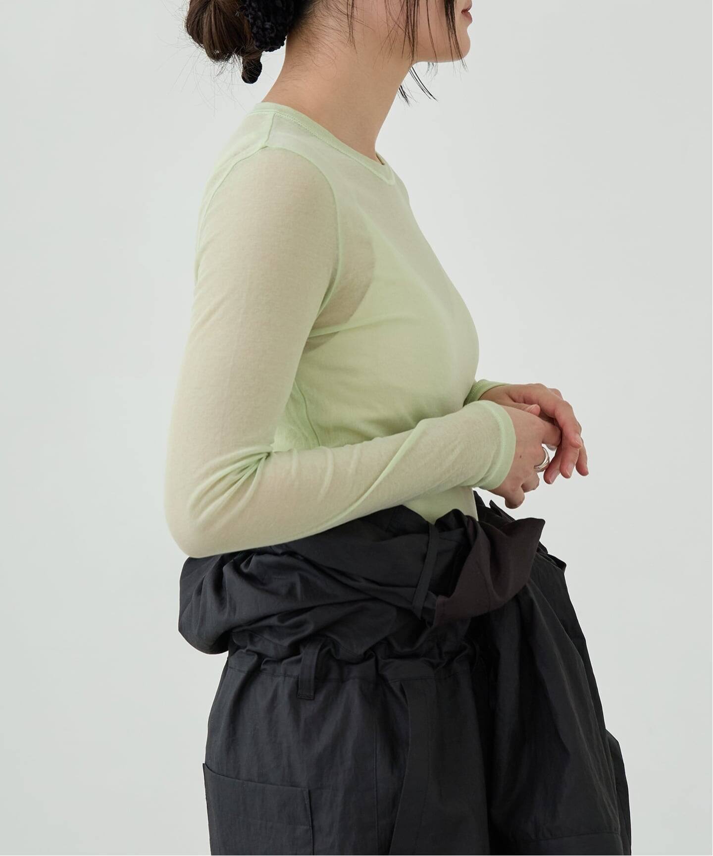 追加》IENA LA BOUCLE 水撚りガスフライスクルーロングTシャツ（T