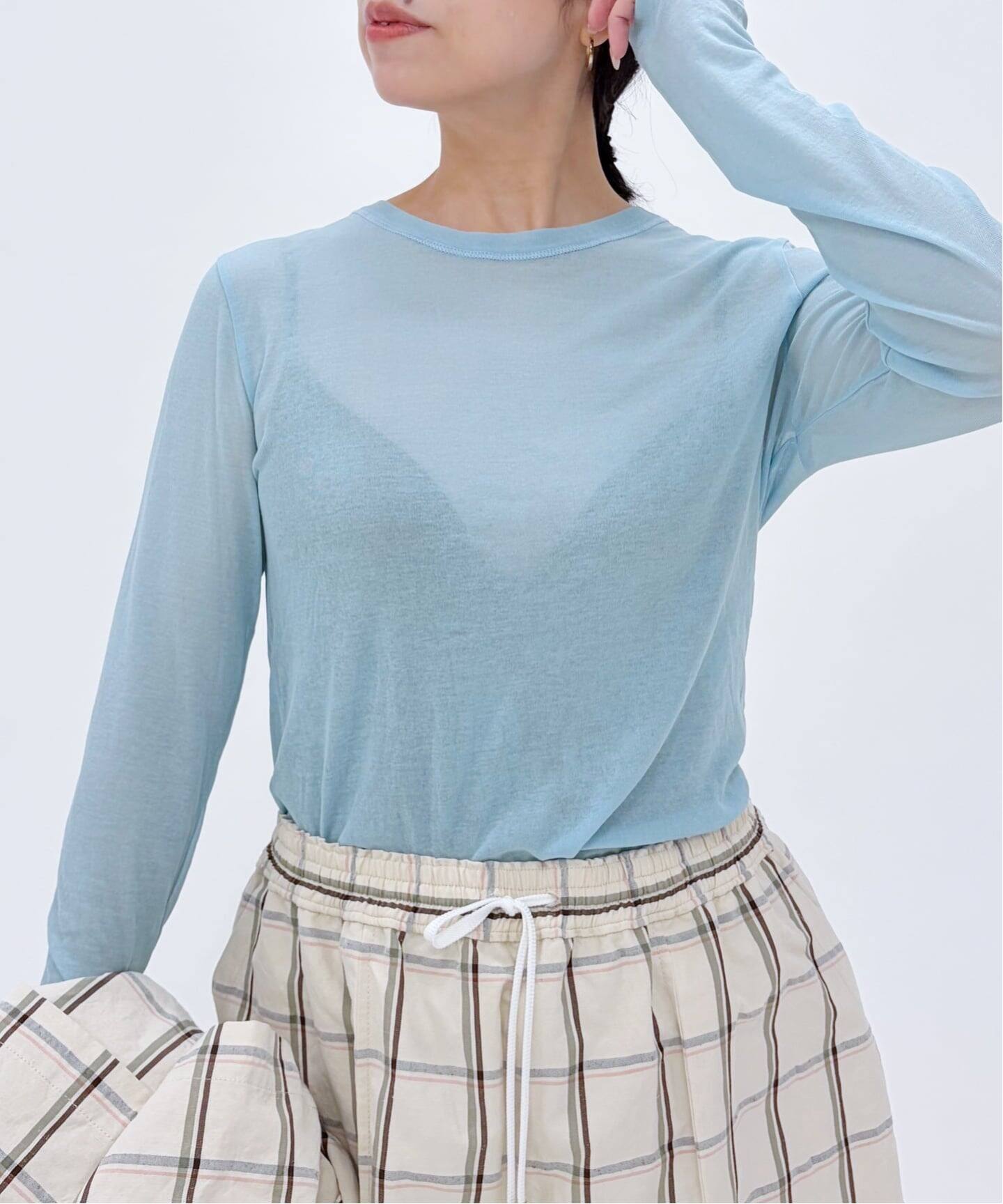 IENA LA BOUCLE 水撚りガスフライスクルーロングTシャツ 追加》IENA LA BOUCLE 水撚りガスフライスクルーロングTシャツ（T