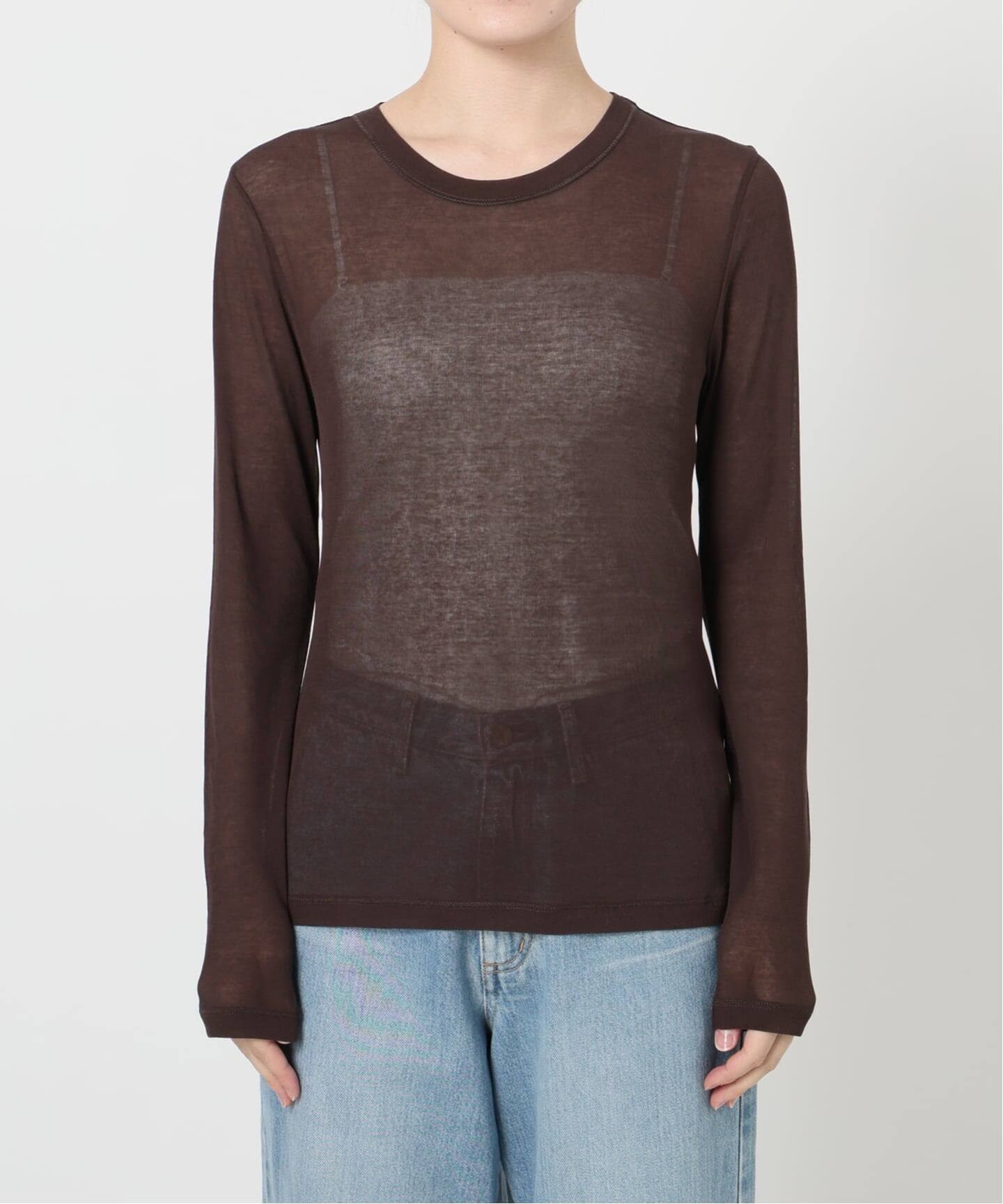 IENA LA BOUCLE 水撚りガスフライスクルーロングTシャツ 追加》IENA LA BOUCLE 水撚りガスフライスクルーロングTシャツ（T