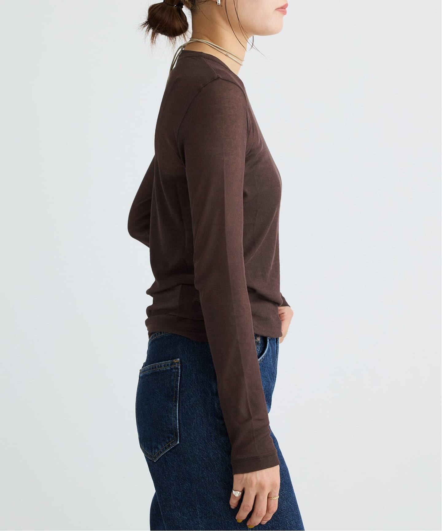 追加》IENA LA BOUCLE 水撚りガスフライスクルーロングTシャツ（T