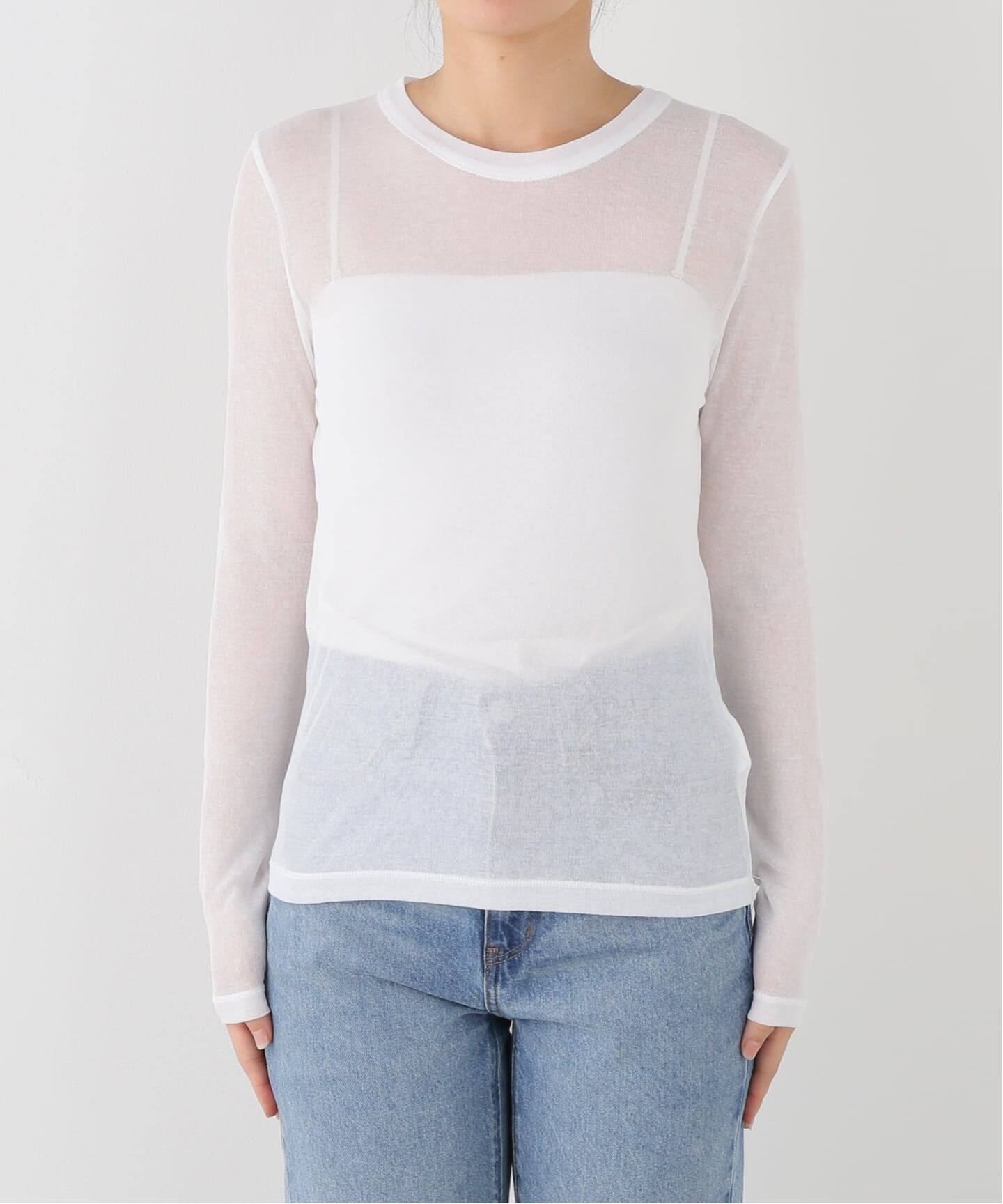 追加》IENA LA BOUCLE 水撚りガスフライスクルーロングTシャツ（T