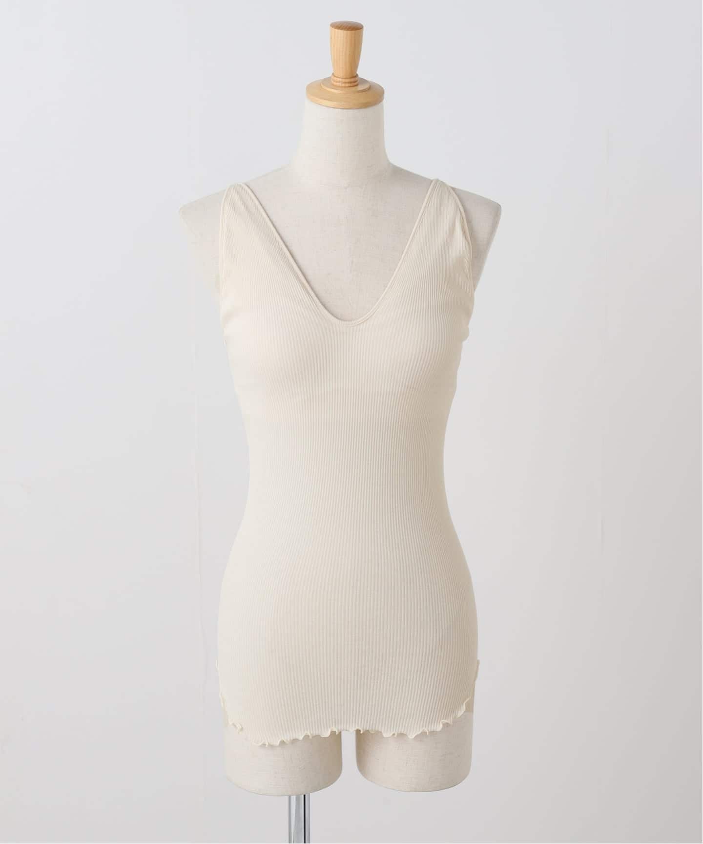 HAKUJI ハクジ　カップ付　タンクトップ　シルクコットン　新品タグ付　値下げ TWIST COTTON BRA TANK|ツイスト コットン ブラ タンクツイスト