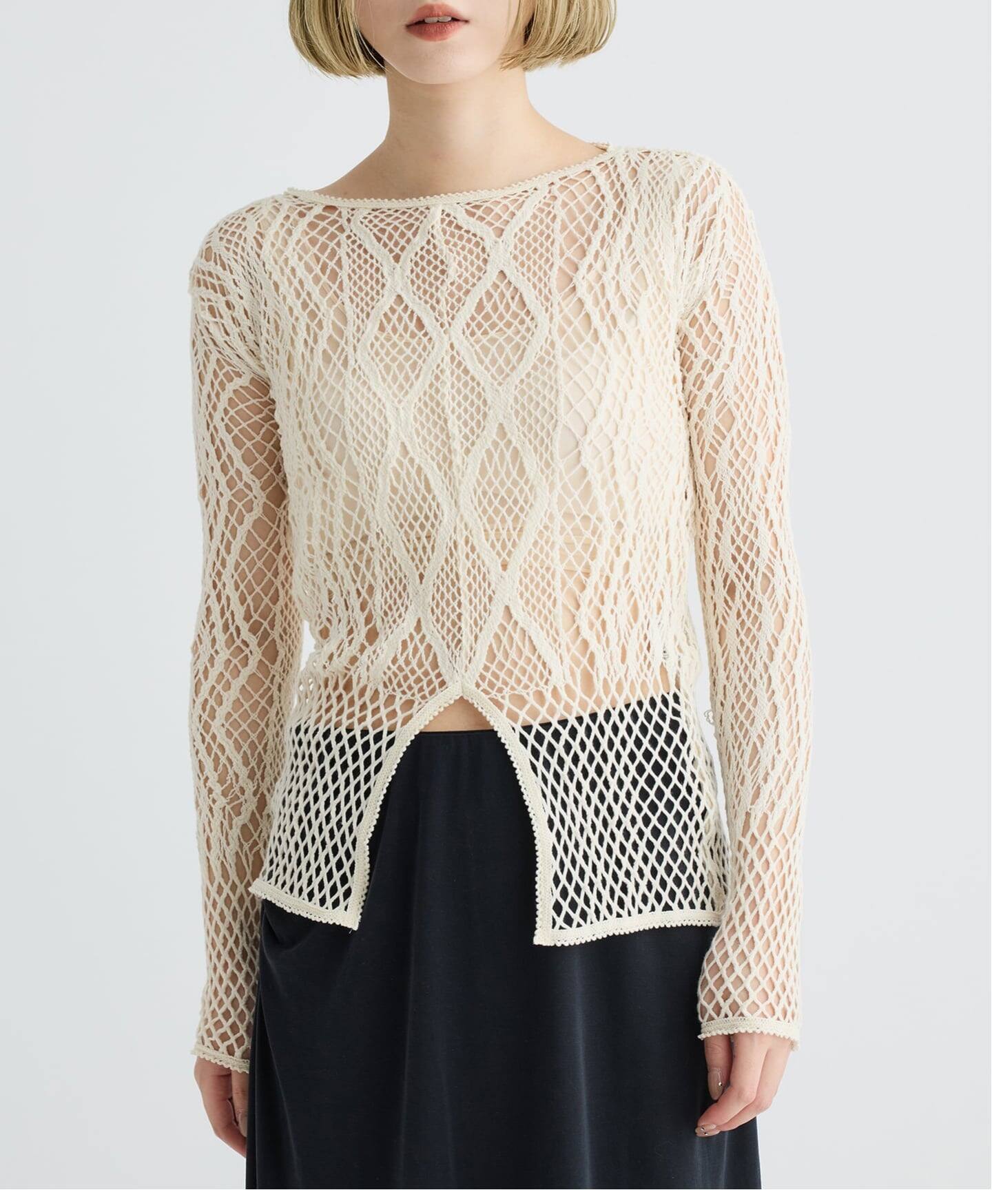 EUCHRONIA ユークロニア Stretch Lace Long Sleeve Tee（Tシャツ