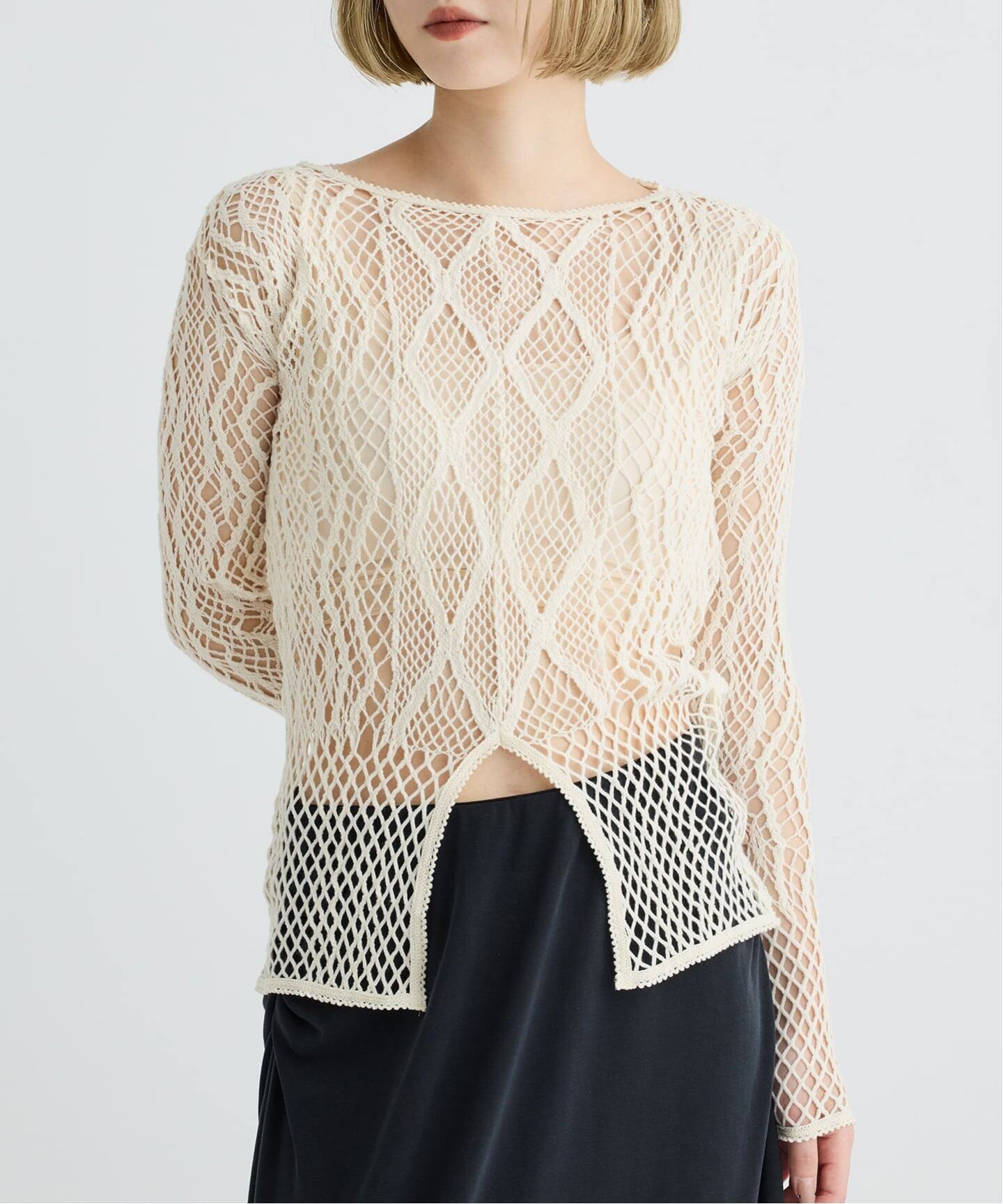 EUCHRONIA ユークロニア Stretch Lace Long Sleeve Tee（Tシャツ