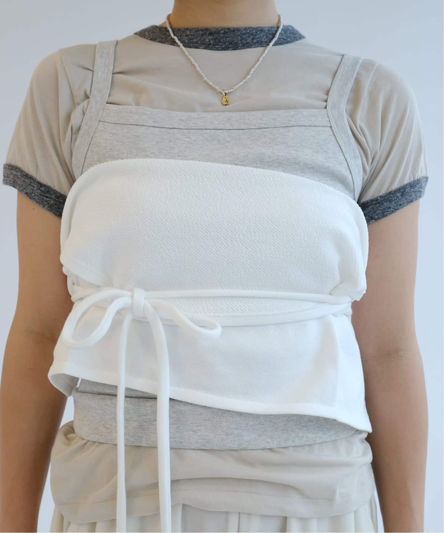 fifi collection フィフィコレクション Trim sheer SS TEE mix gray 25