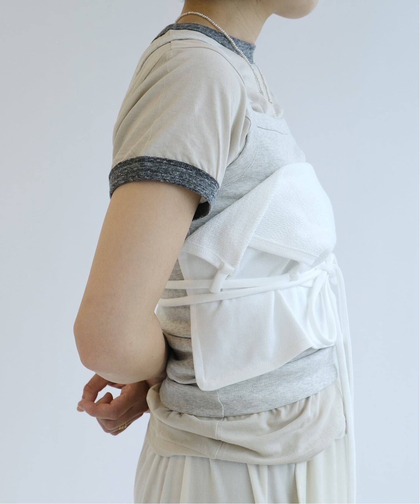fifi collection フィフィコレクション Trim sheer SS TEE mix gray 25