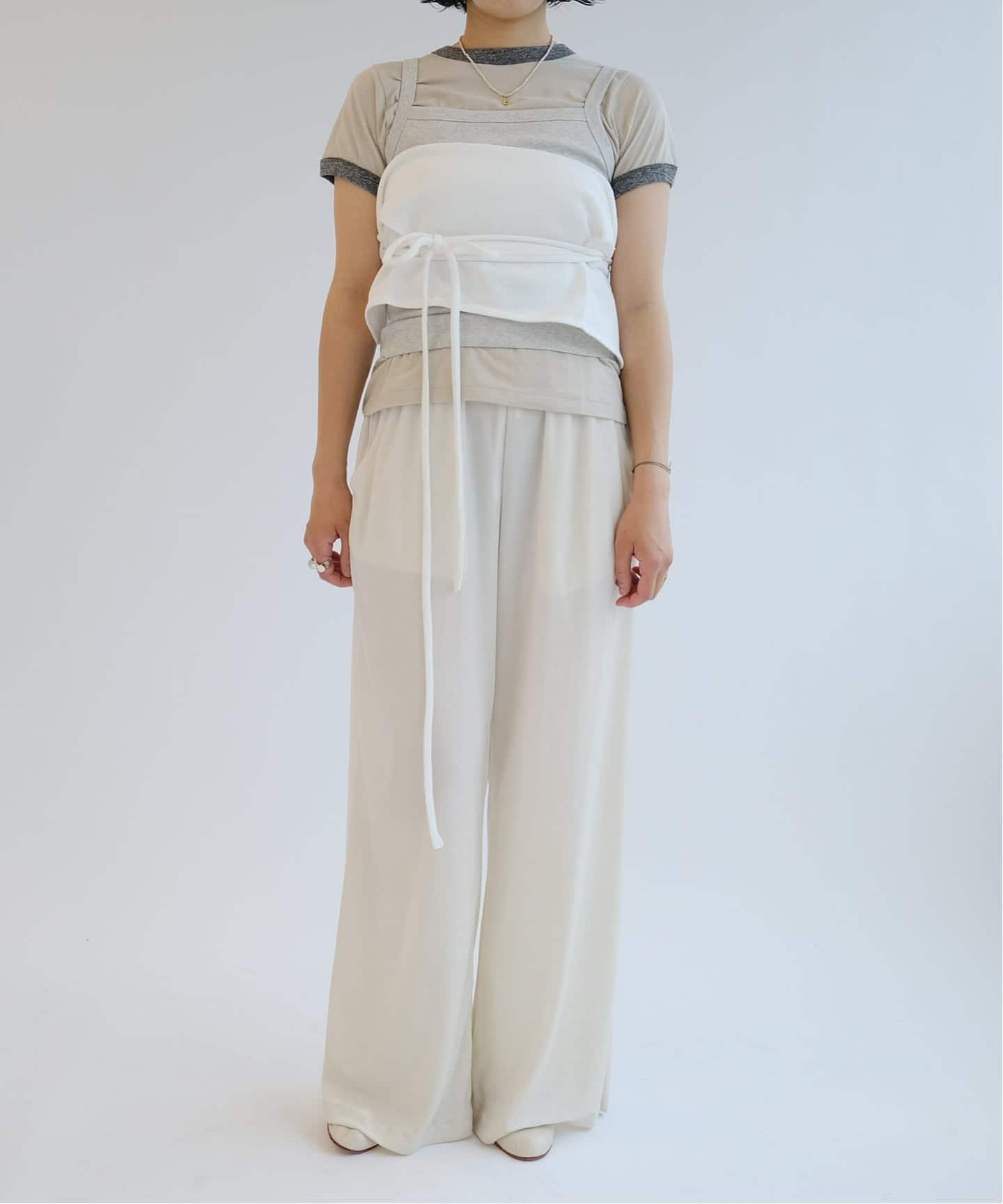 fifi collection フィフィコレクション Trim sheer SS TEE mix gray 25