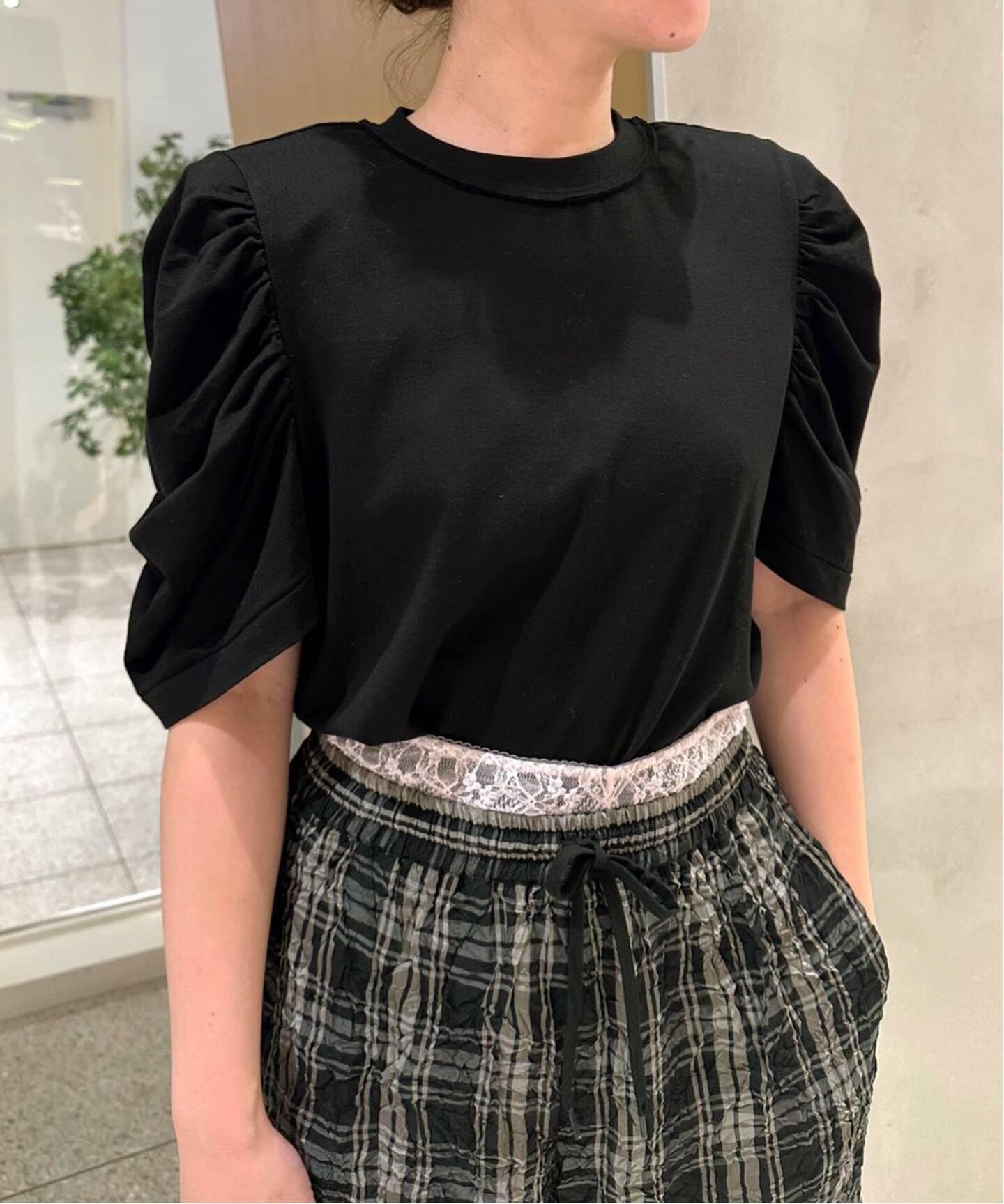 追加/接触冷感》CURRENTAGE カレンテージ puff tee（Tシャツ 