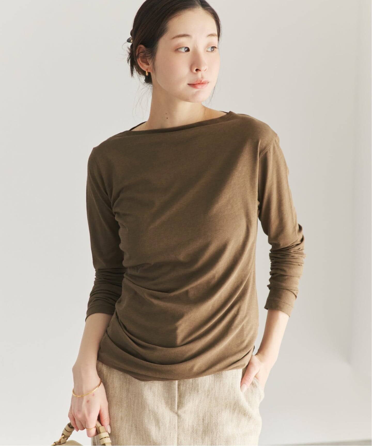 【新品】plage jacquard drape プルオーバー Tシャツ 黒 Drape プルオーバー（Tシャツ／カットソー）｜Plage（プラージュ）の