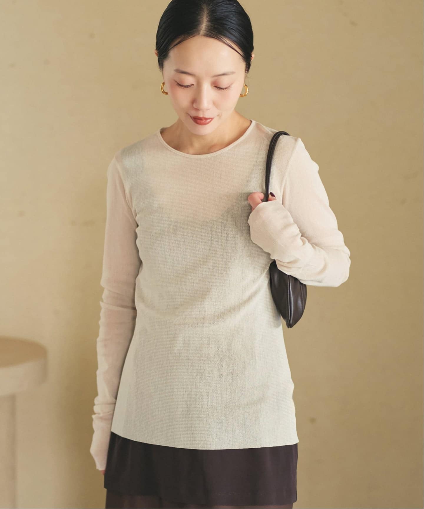 今期　Plage  プラージュ Mesh Sheer ロンT  ベージュ plage（プラージュ） tシャツ 「追加」Mesh Sheer ロンT 5 レディース