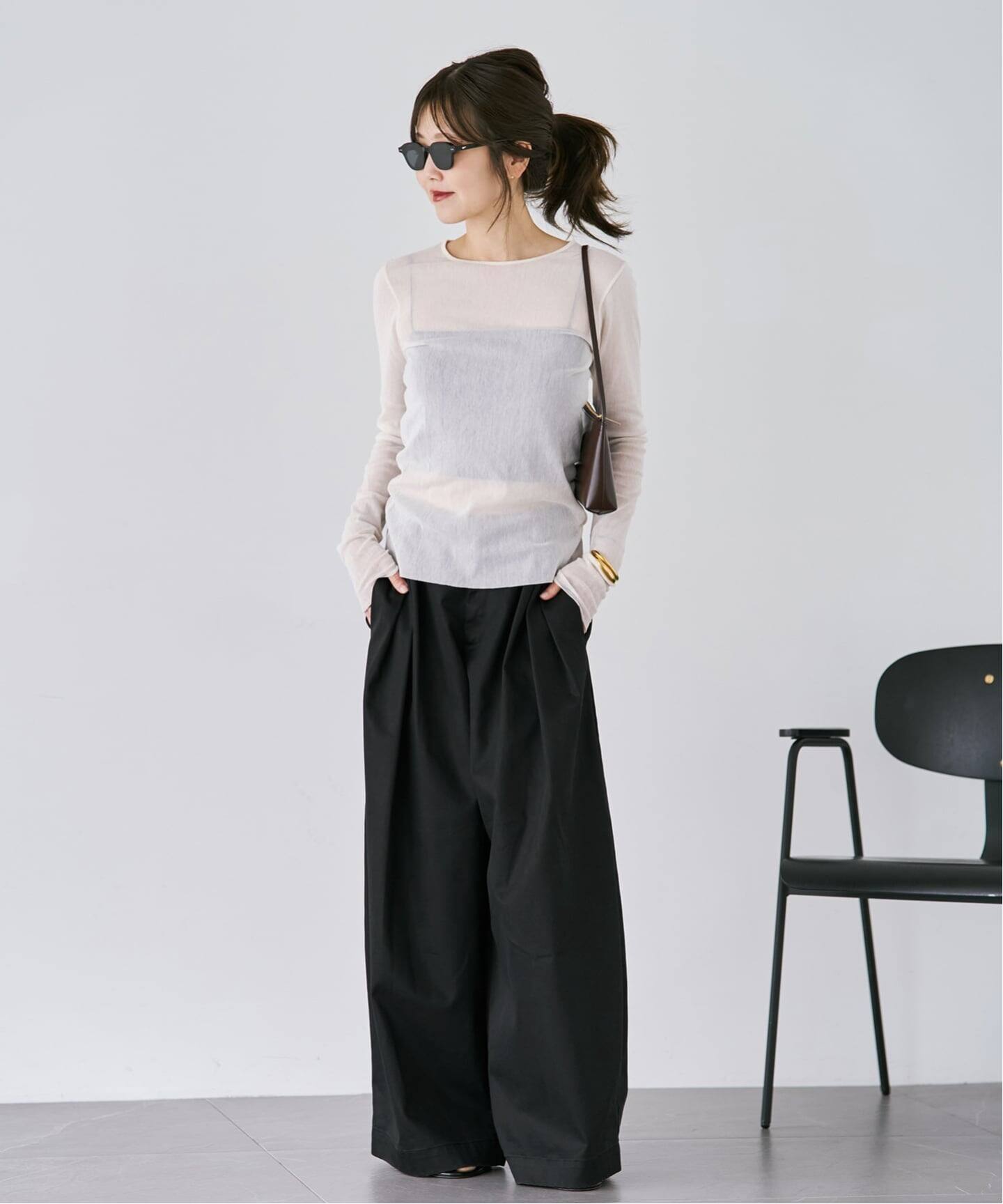 美品　Mesh Sheer ロンT ベージュ　plage 追加》Mesh Sheer ロンT 5（Tシャツ／カットソー）｜Plage（プラージュ