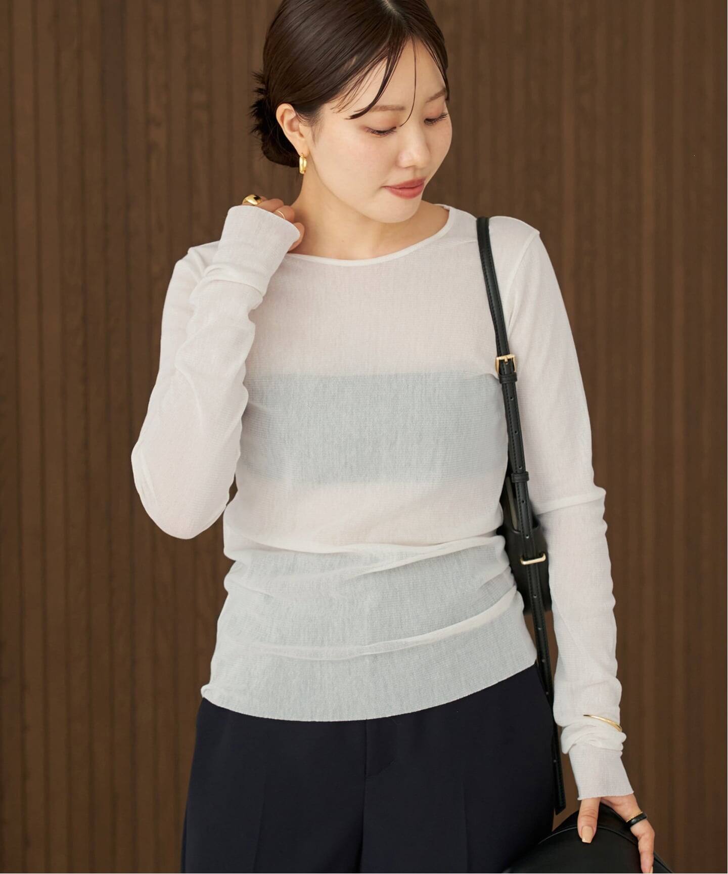 追加》Mesh Sheer ロンT 6（Tシャツ／カットソー）｜Plage（プラージュ