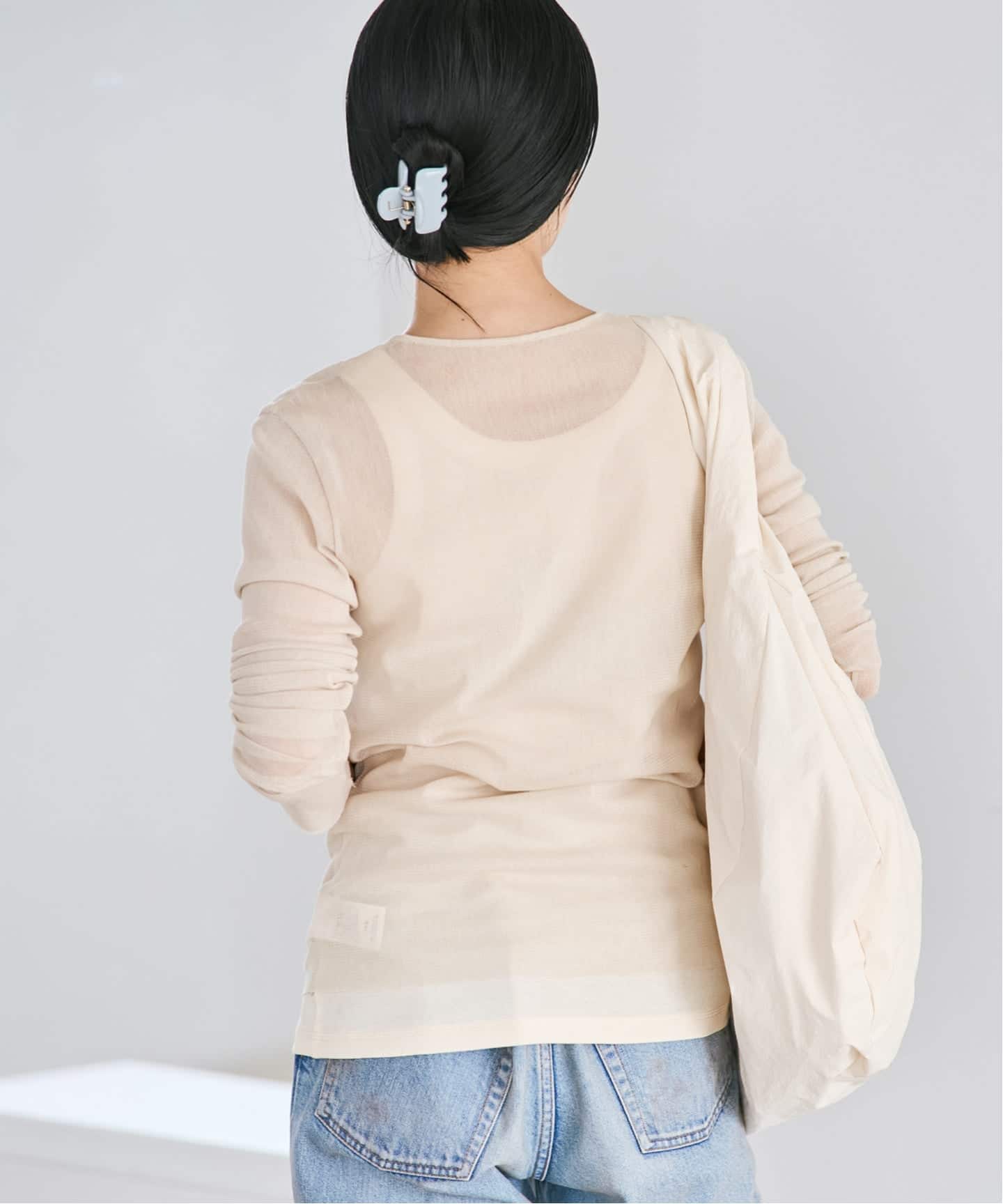 美品　plage Mesh Sheer ロンT ホワイトB plage（プラージュ） tシャツ 「追加」Mesh Sheer ロンT 5 レディース