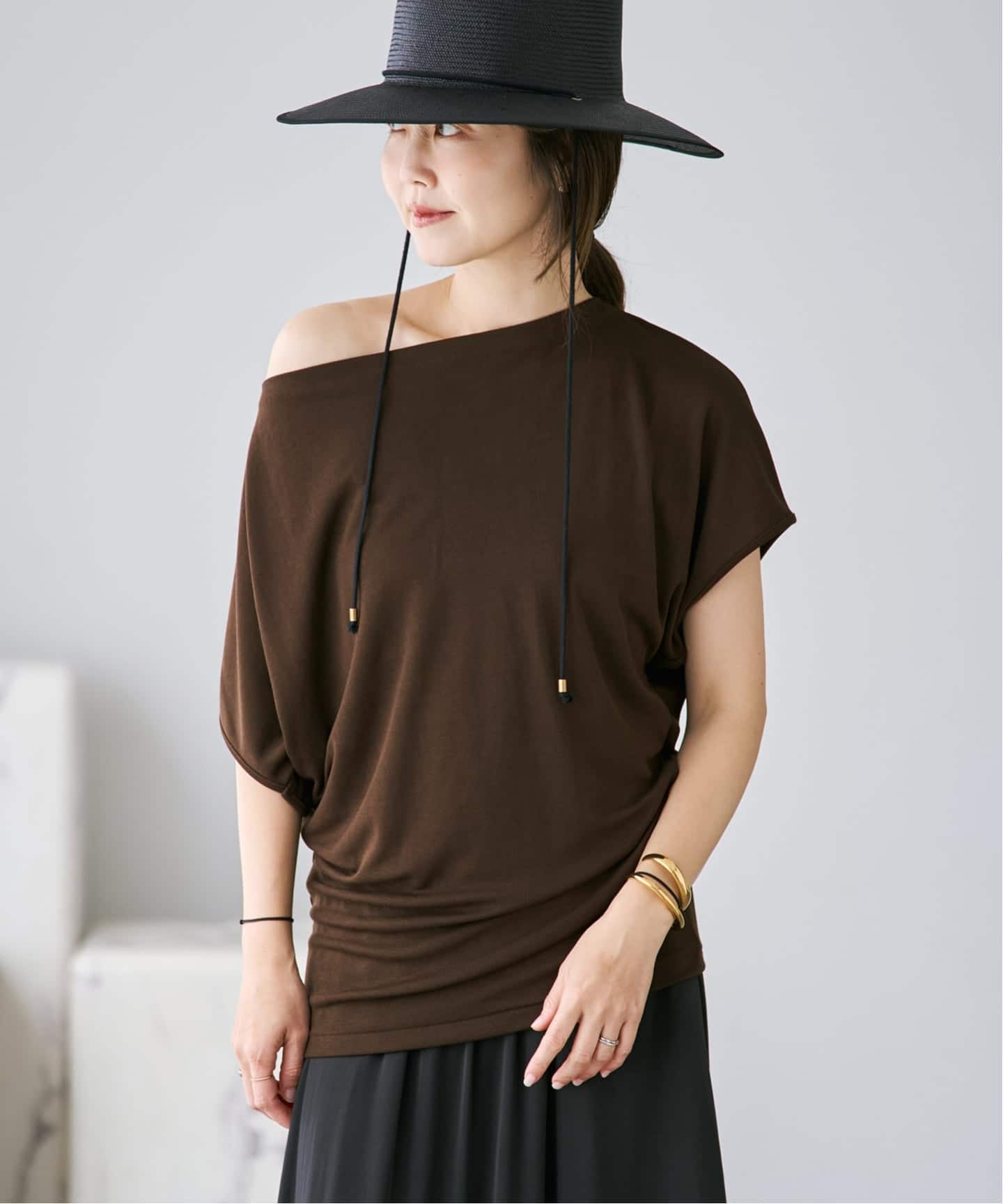 プラージュ　Jersey Tunic プルオーバー　ブラウン　新品 Jersey Tunic プルオーバー（Tシャツ／カットソー）｜Plage