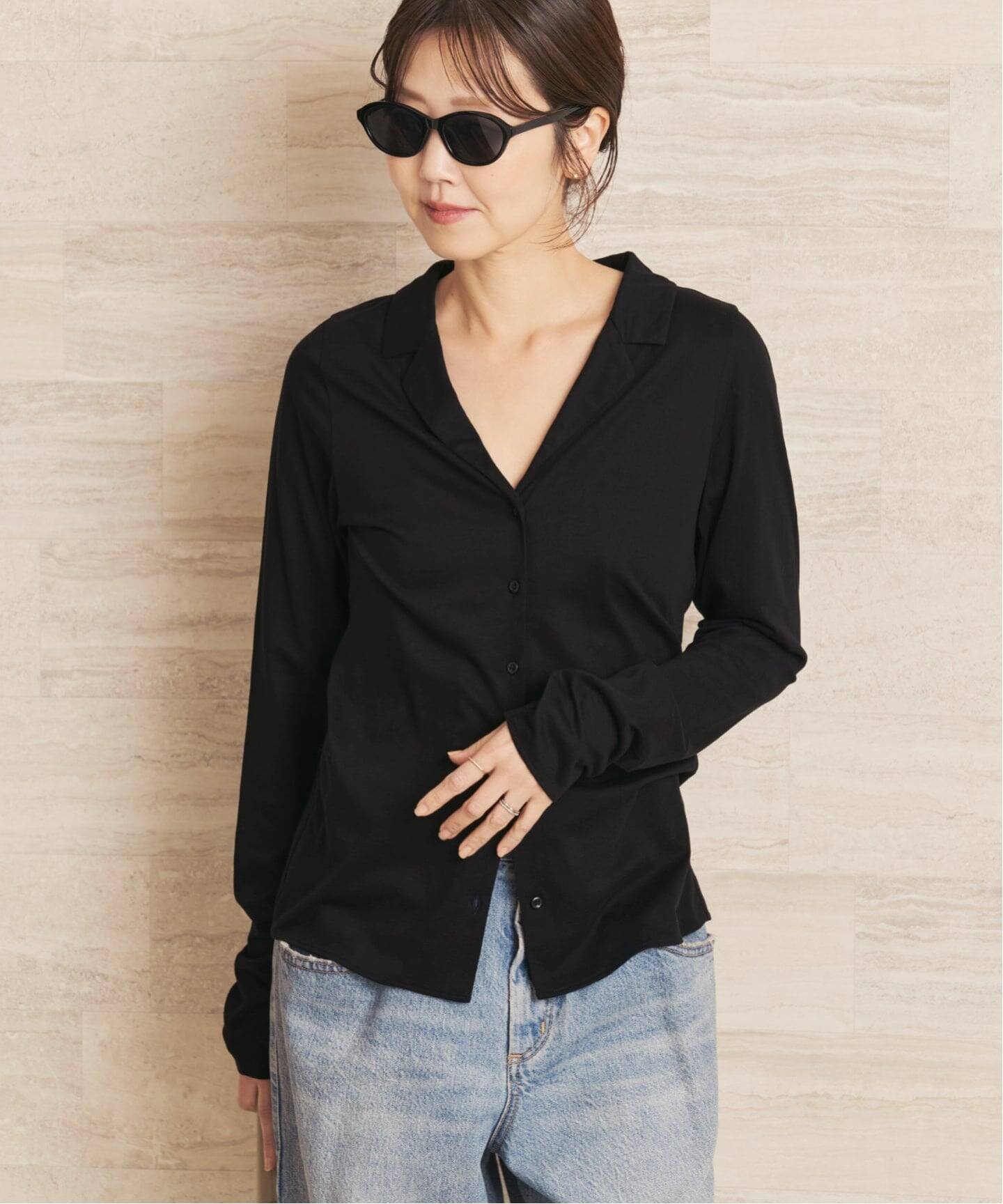 予約》Open collar ロンT（Tシャツ／カットソー）｜Plage（プラージュ