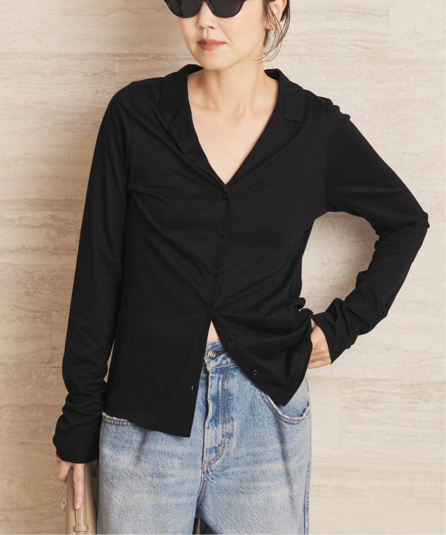 ⭐︎先月購入⭐︎タグ付き新品⭐︎ プラージュnalowcollarJK 予約》Open collar ロンT（Tシャツ／カットソー）｜Plage（プラージュ
