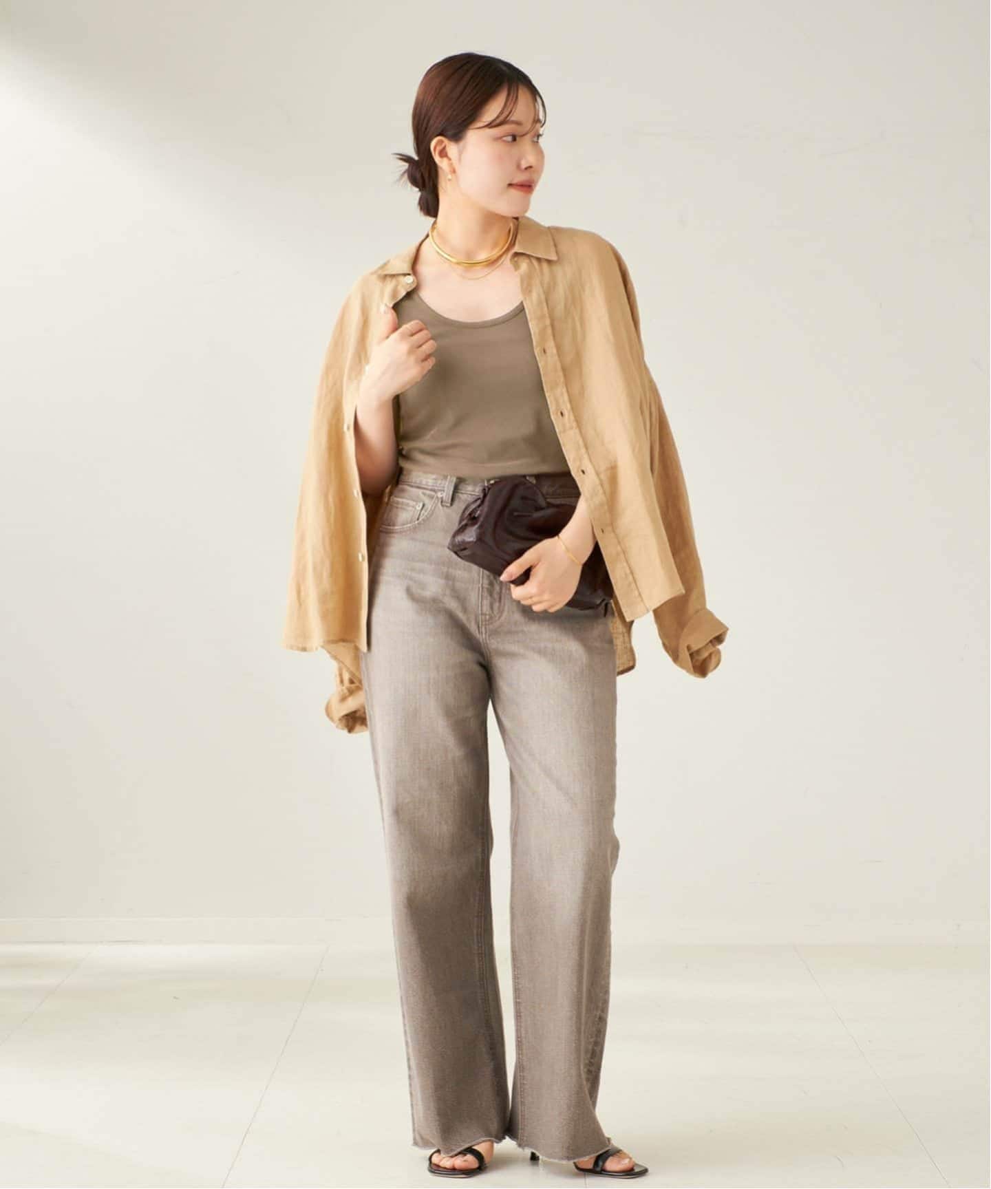 ⚫︎おかしらさま⚫︎ラインカラーセパレートタンクトップ　サンドベージュ　Sサイズ 追加》sandwash loose タンク 2（タンクトップ）｜Plage（プラージュ