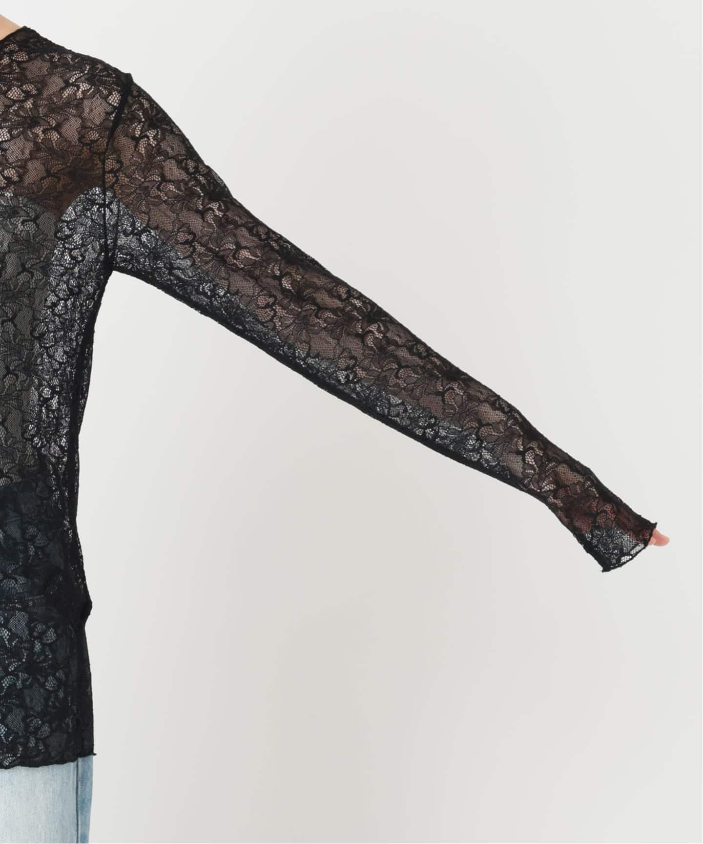 plage プラージュ　lacy tops レーストップス glossy mesh lacy プルオーバー（Tシャツ／カットソー）｜Plage