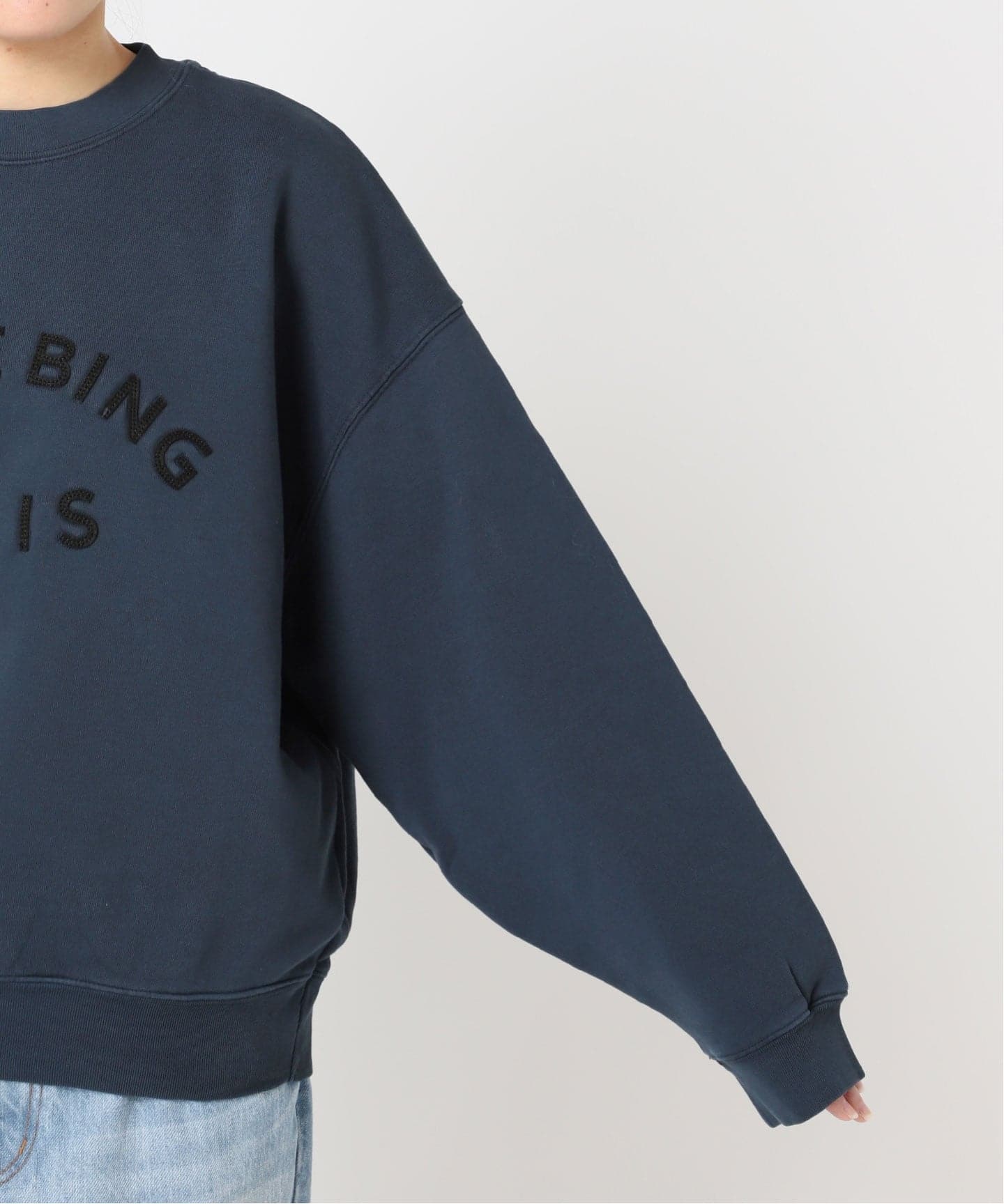 ANINE BING ネイビー トレーナー 予約》ANINE BING / アニービン JASI SWEATSHIRT PARIS スウェット