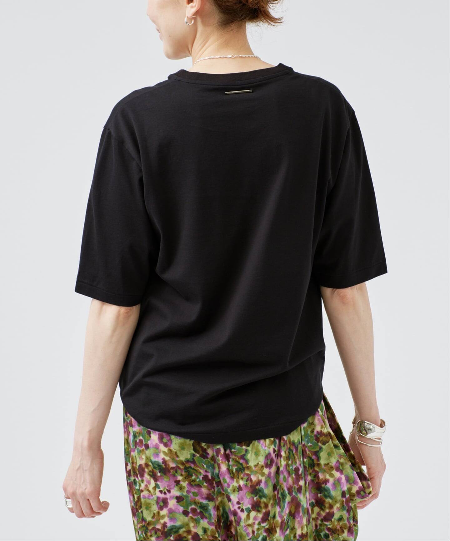 ANN DEMEULEMEESTER2006AWフード付カットソーXS黒ベージュ ディオラマ クルーネック Tシャツ（Tシャツ／カットソー）｜VERMEIL