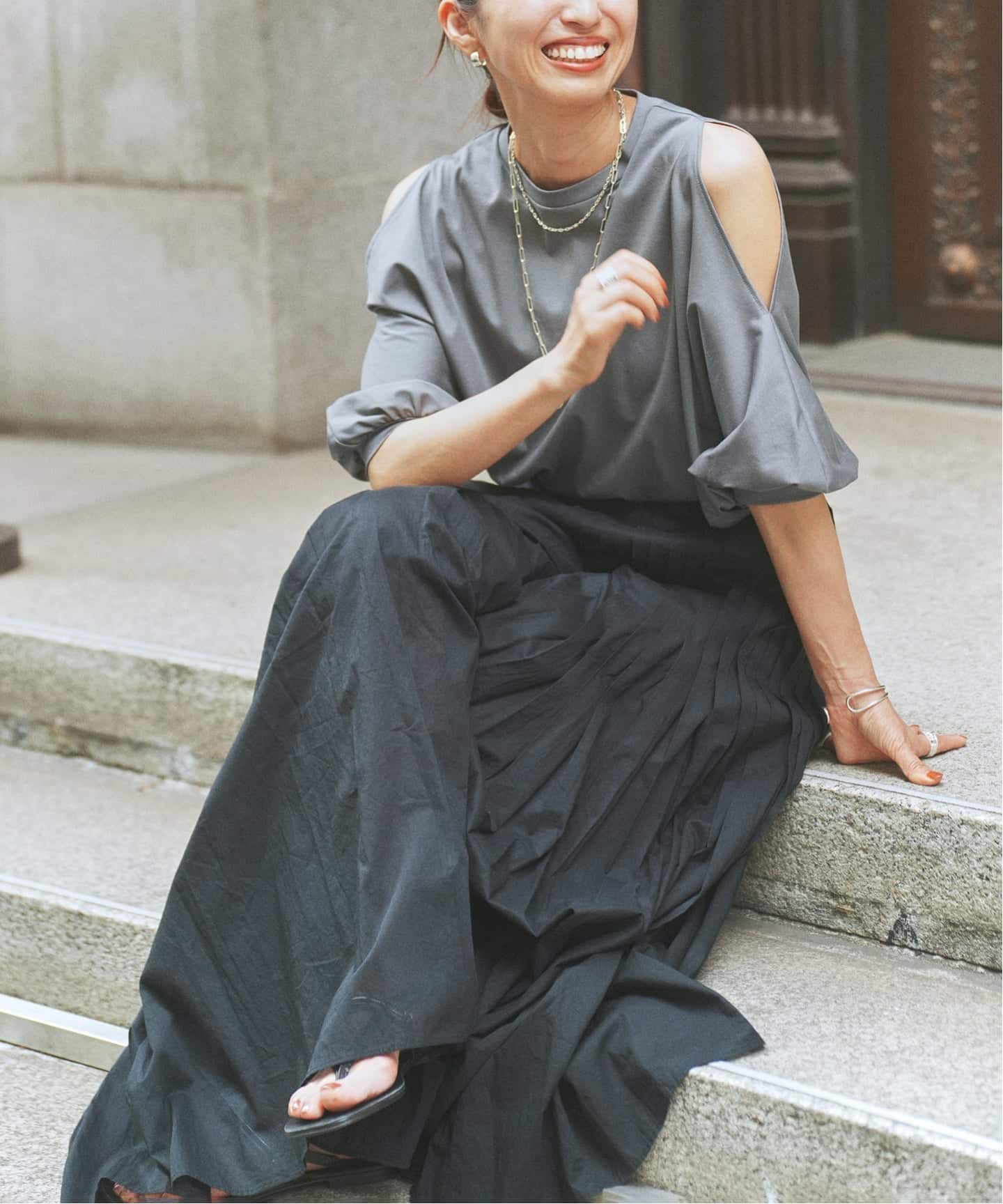 追加》ショールスリットカットソー（Tシャツ／カットソー）｜VERMEIL