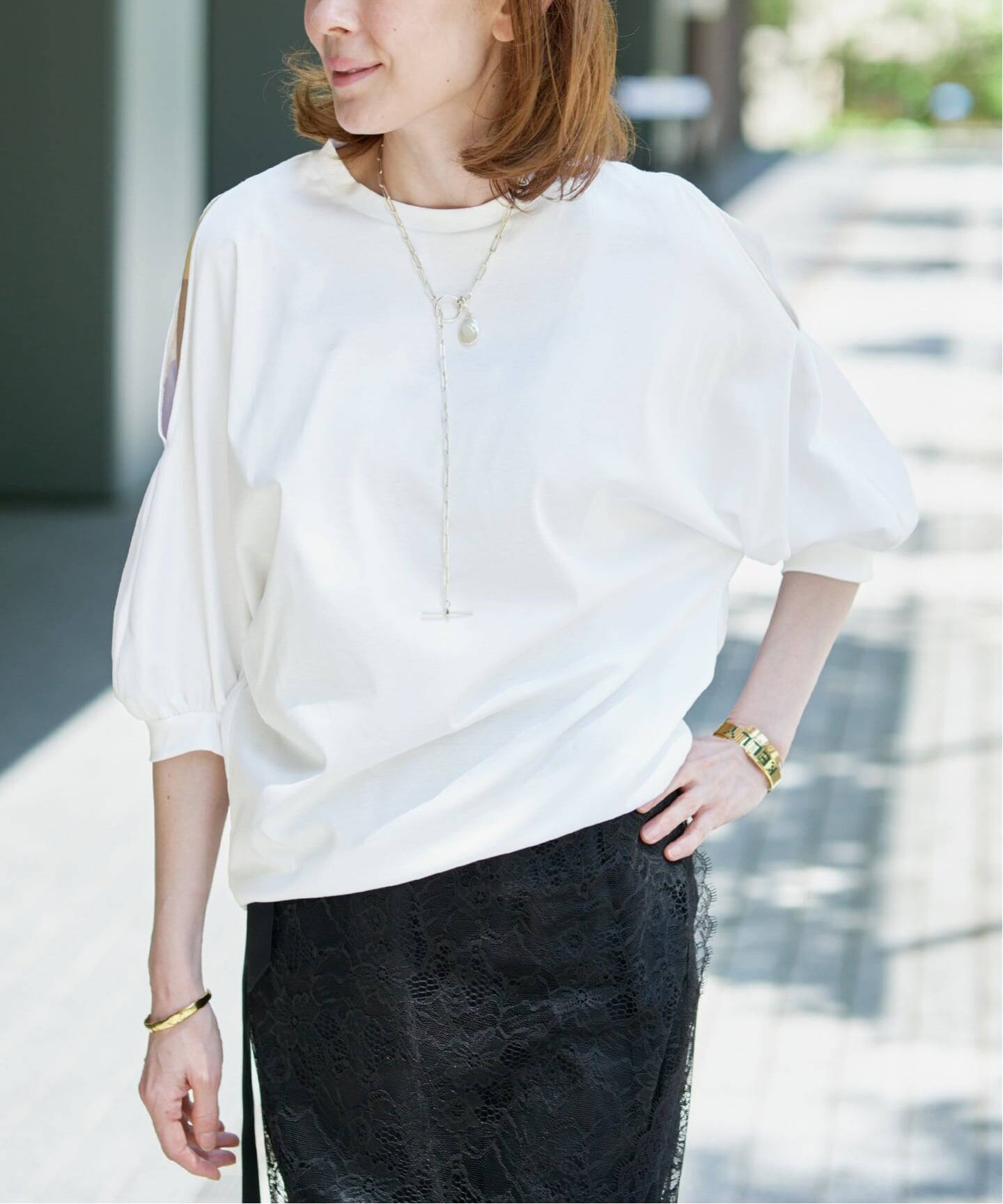 追加》ショールスリットカットソー（Tシャツ／カットソー）｜VERMEIL