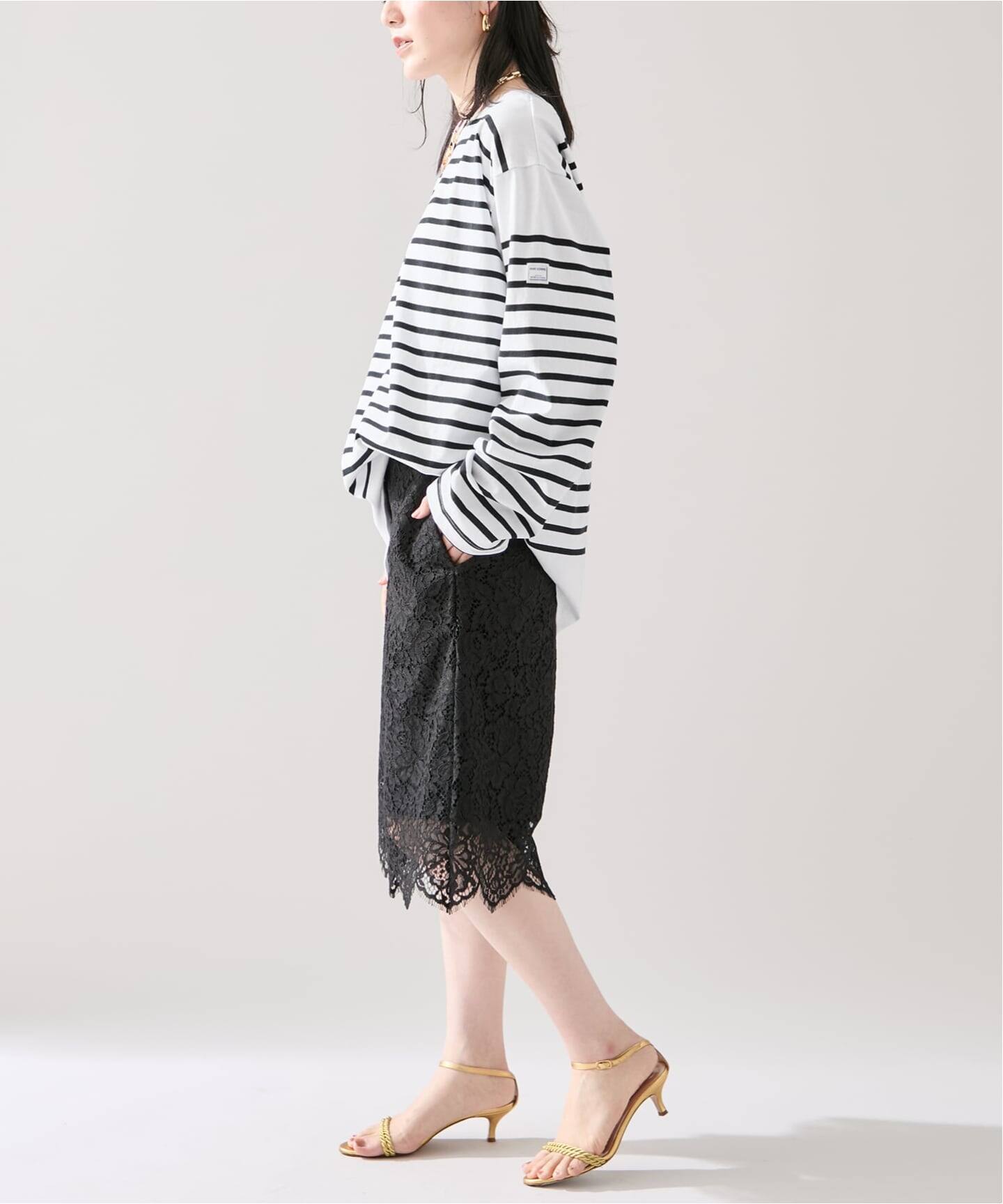 MERMO メルモ　クロップドTシャツ（黒）＆デニム　新品未使用 MONT KEMMEL-VL モン ケメル 別注Border（Tシャツ／カットソー
