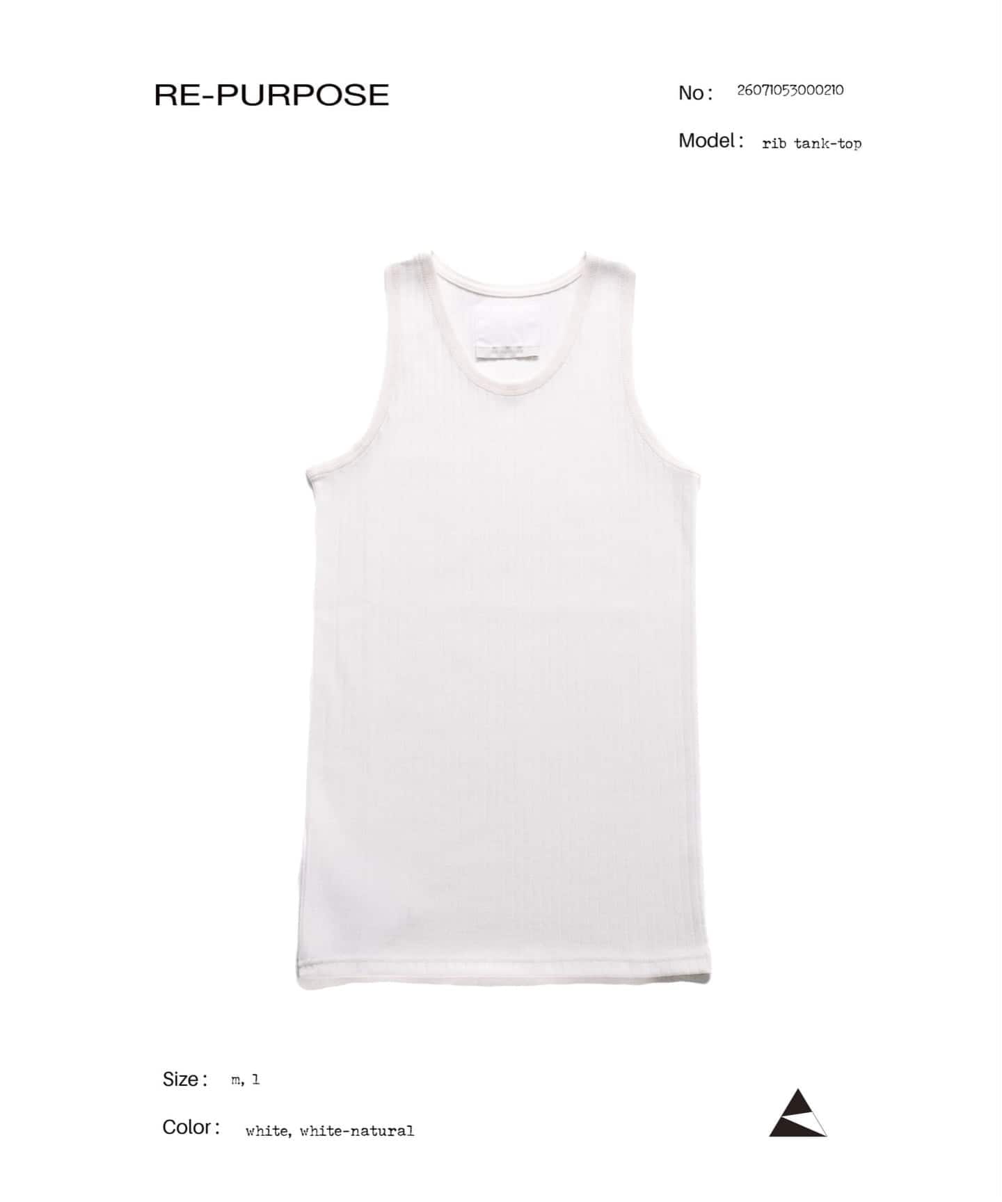 RE-PURPOSE / リパーパス】 rib tank-top：リブ タンクトップ（タンク