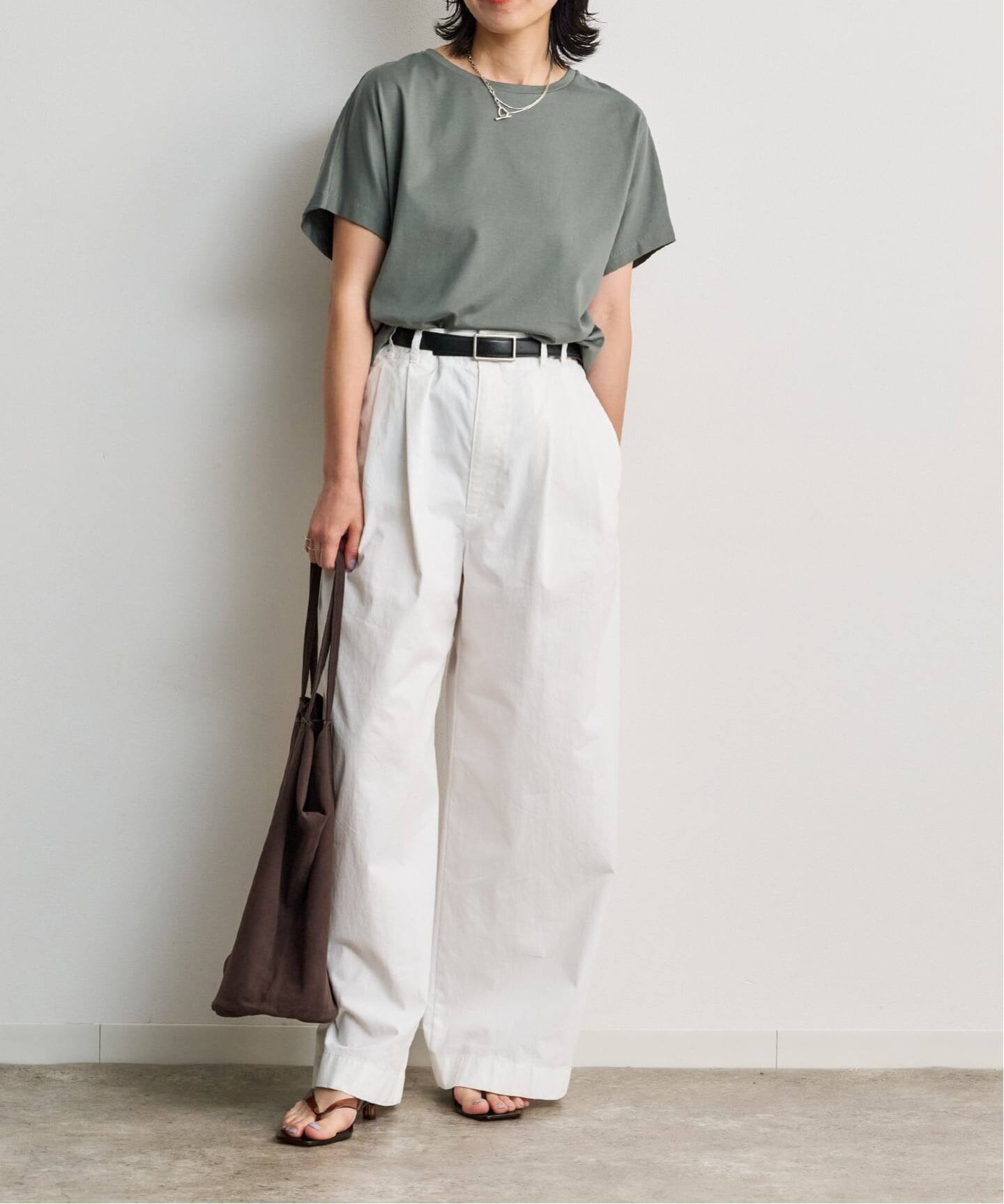 ATON SUVIN 60/2 CAP SLEEVE T-SHIRT（Tシャツ／カットソー）｜BOICE