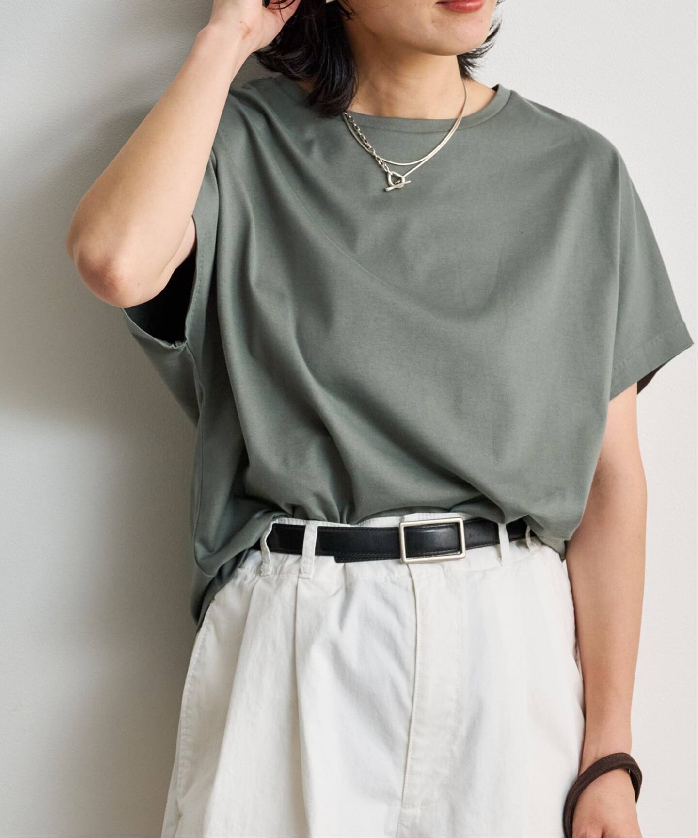 ATON SUVIN 60/2 CAP SLEEVE T-SHIRT（Tシャツ／カットソー）｜BOICE