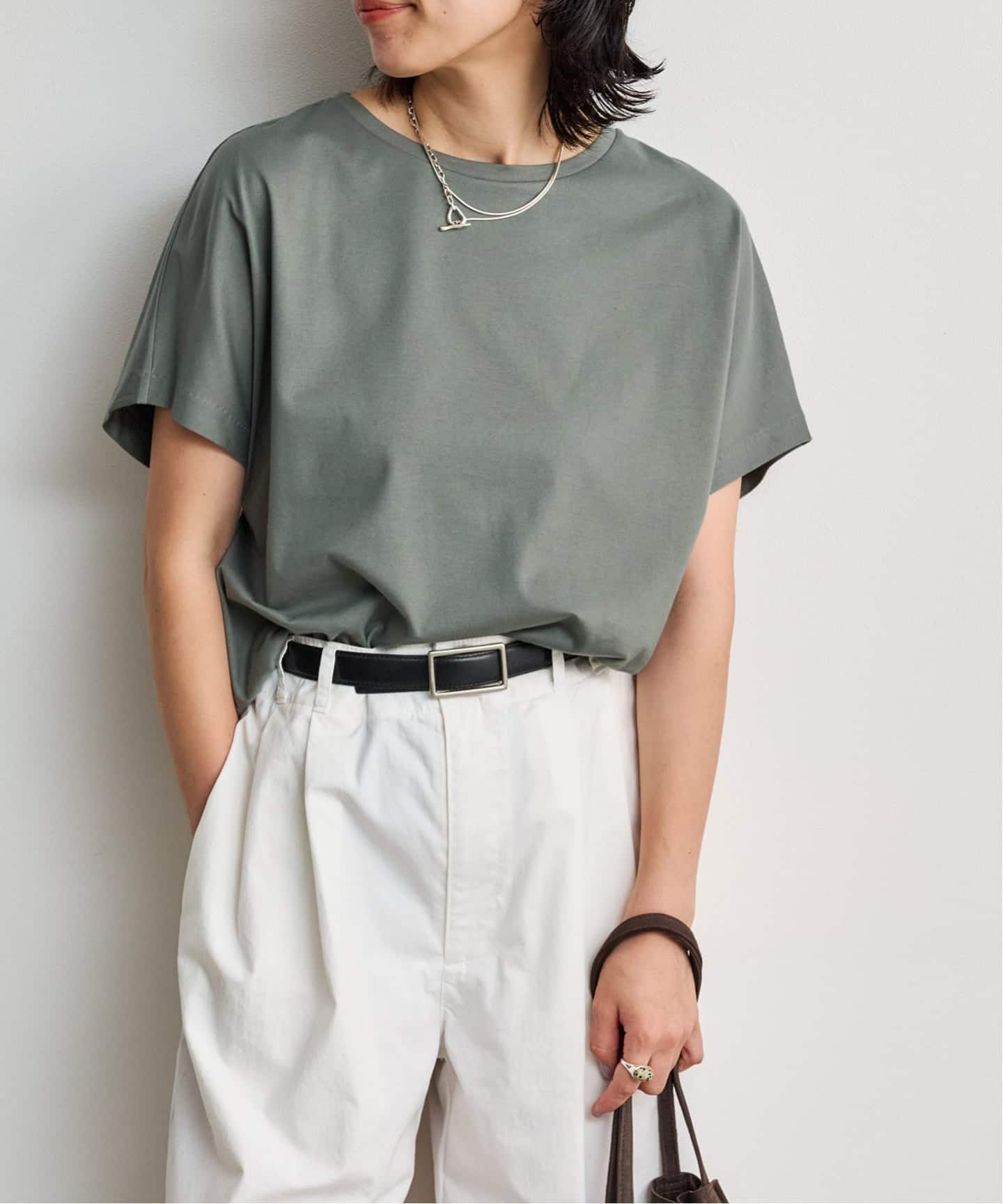 ATON SUVIN 60/2 CAP SLEEVE T-SHIRT（Tシャツ／カットソー）｜BOICE