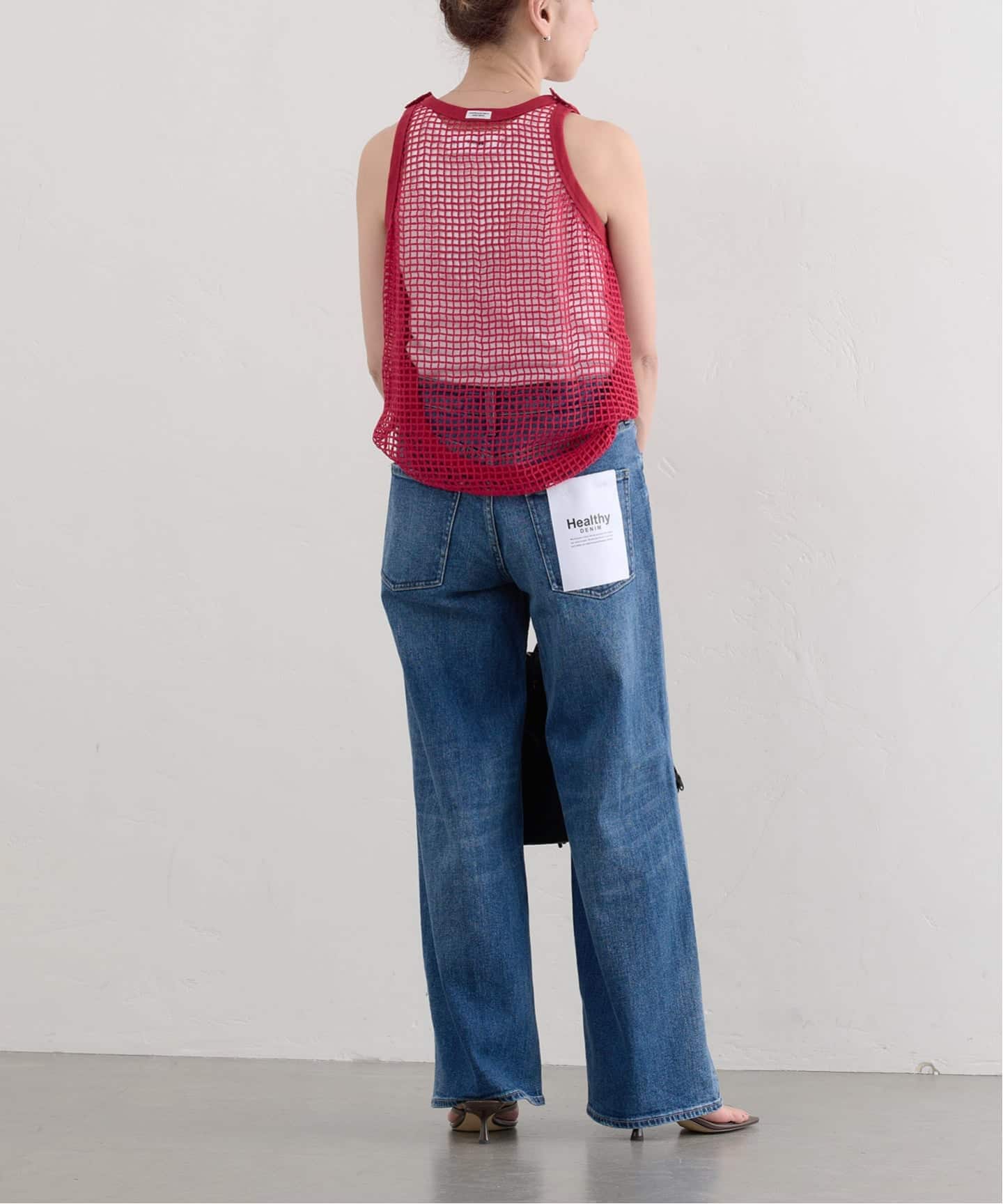 JANE SMITH　 MESH UP DOWN TANK TOP COTTON VELOUR UP AND DOWN TANK TOP