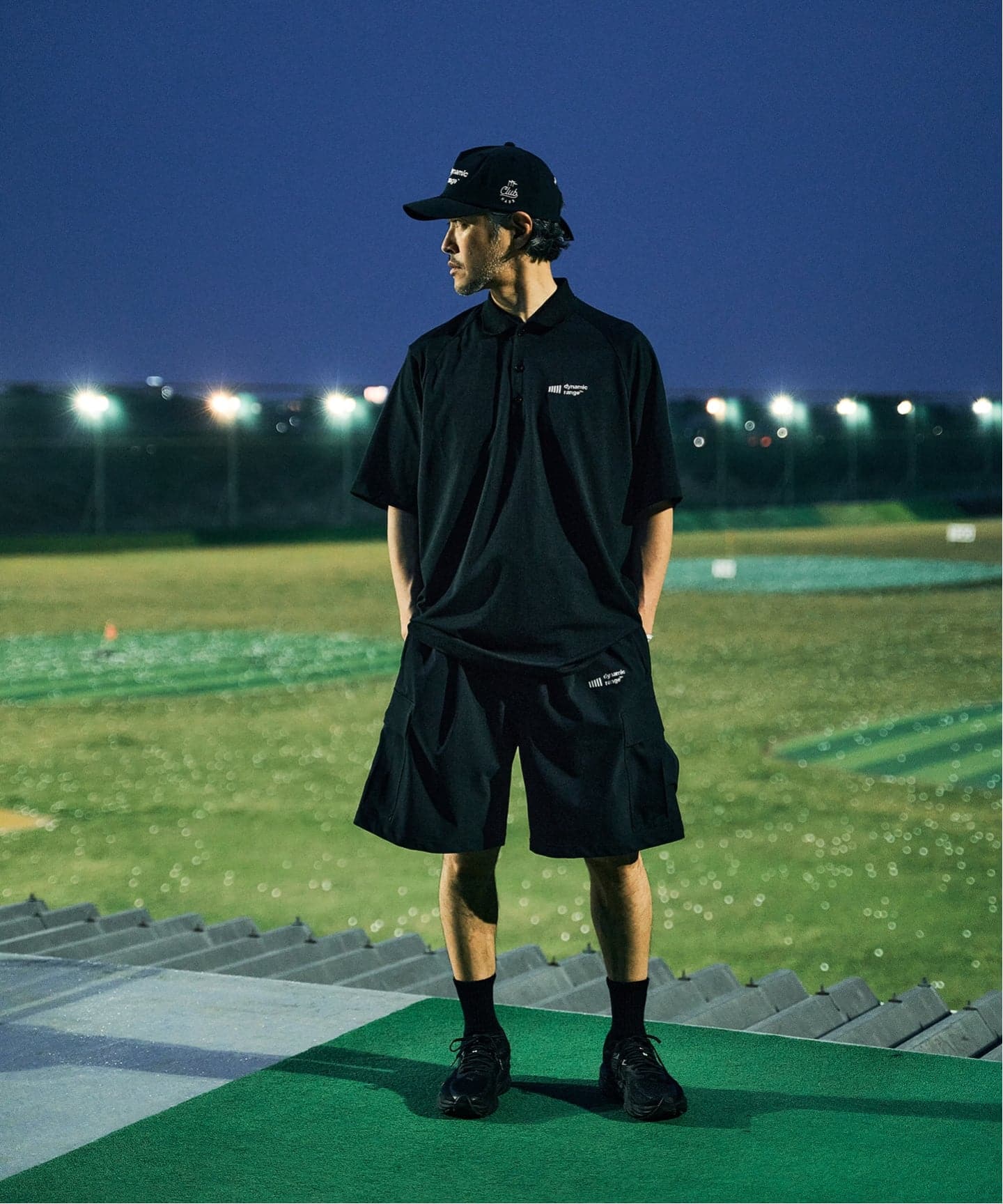 clubhouse クラブハウス ポロシャツ風ベスト 黒L CLUBHAUS / Dynamic Range (クラブハウス) Warm UP ラグランポロシャツ