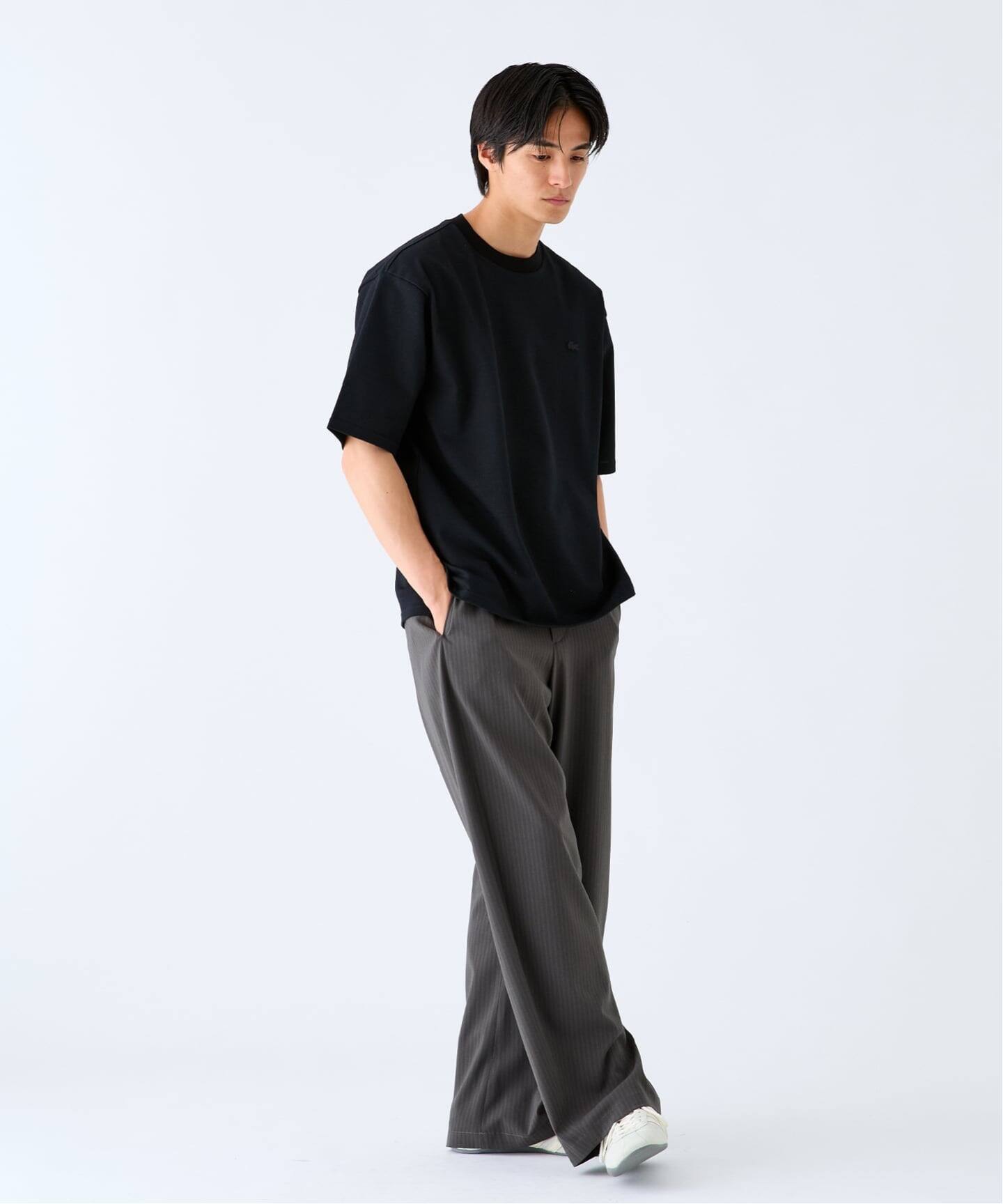 【新品】LACOSTE × JS別注 ミコカノコ 半袖Tシャツ 黒 FR4 LACOSTE (ラコステ) 別注 モックネック Tシャツ（Tシャツ／カットソー