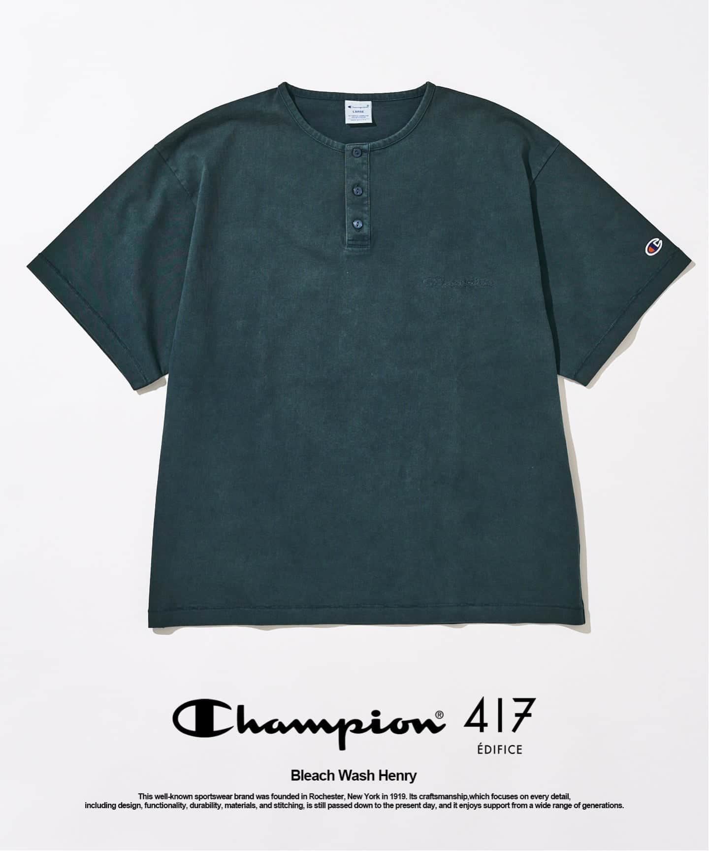 CHAMPION / チャンピオン 417別注 Bleach Wash ヘンリー（Tシャツ