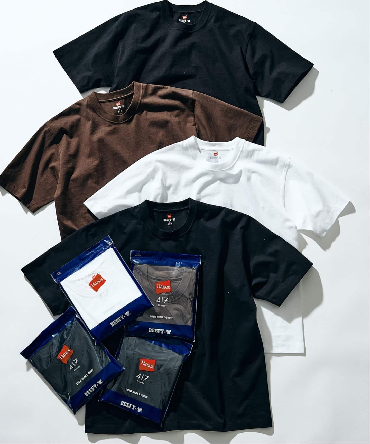 Hanes x 417 EDIFICE BEEFY Tシャツ 4枚 Hanes × 417 EDIFICE】別注 BEEFY CREW NECK T-SHIRT（MODERN FIT）（T