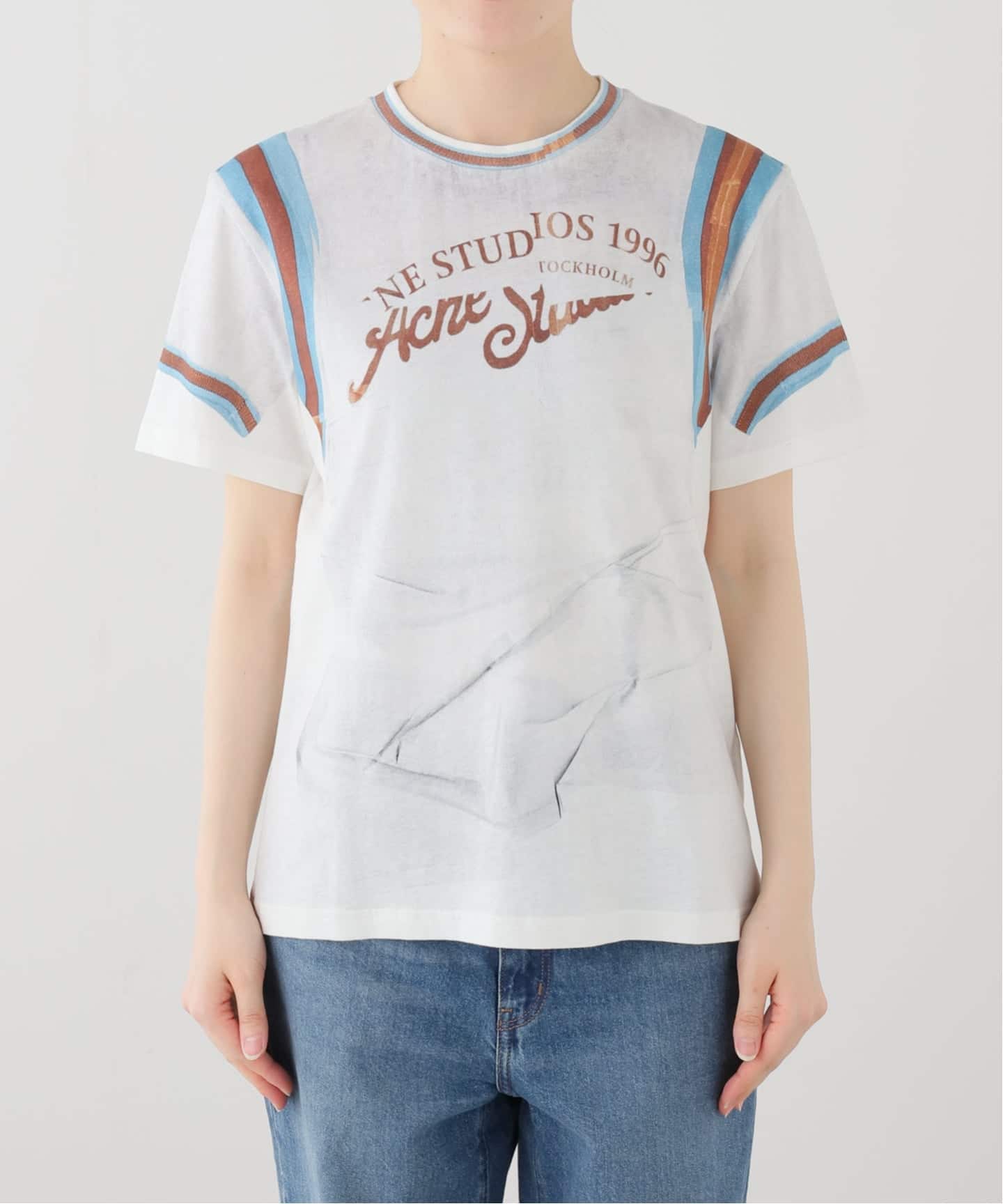 acne クロップドティーシャツ Acne Studios ストライプ クロップド シャツ | ブルー | FARFETCH JP