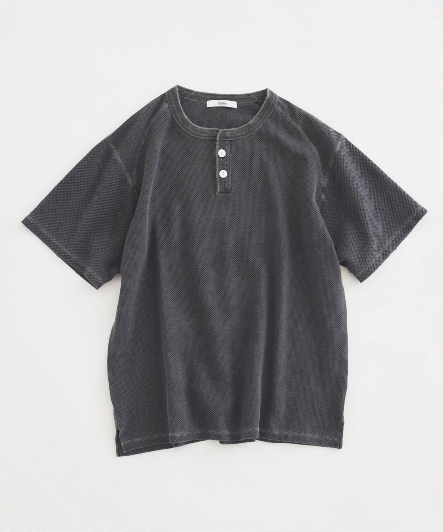 製品染め ワッフル調 ピケ ヘンリーネックTシャツ（Tシャツ