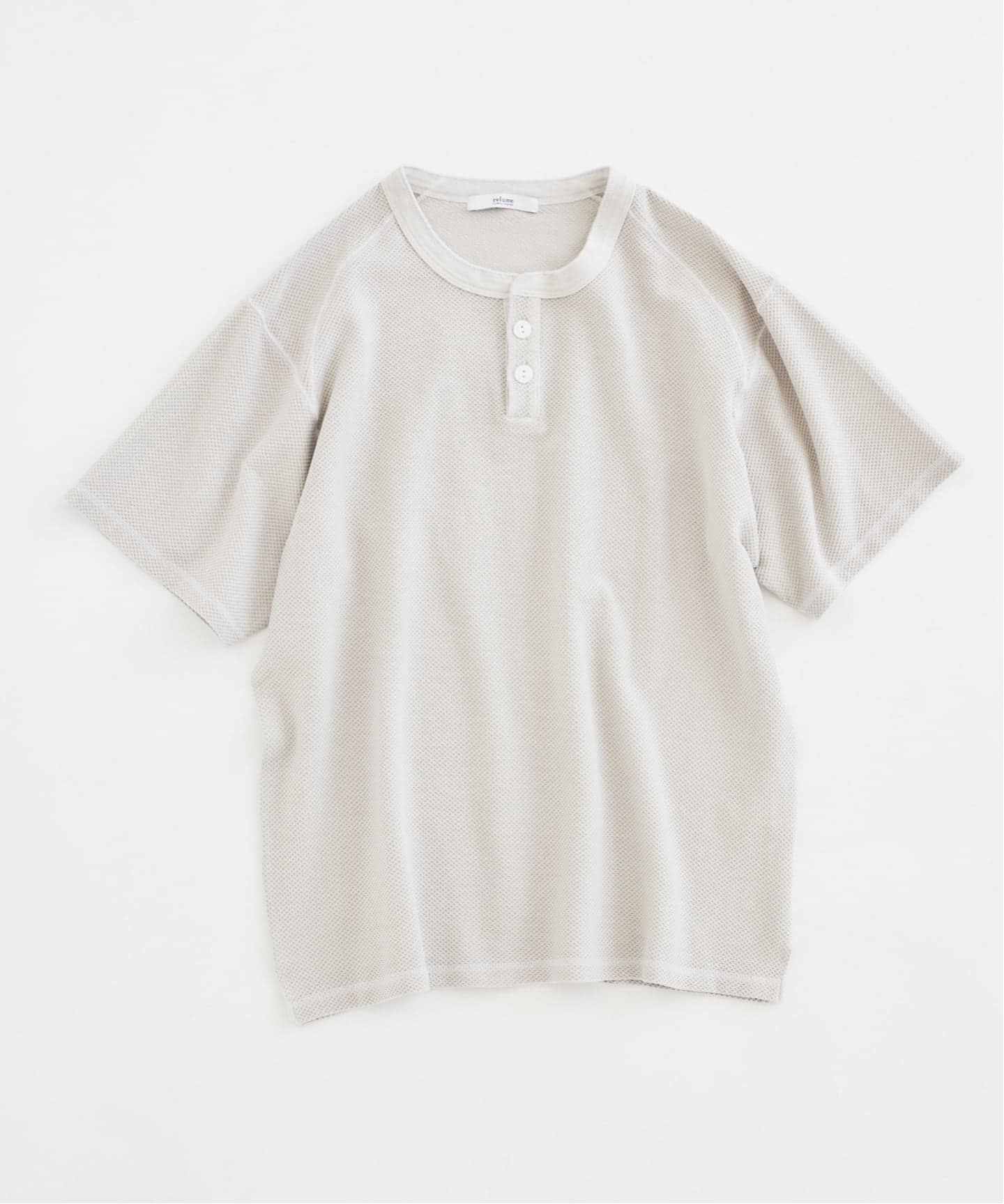 製品染め ワッフル調 ピケ ヘンリーネックTシャツ（Tシャツ