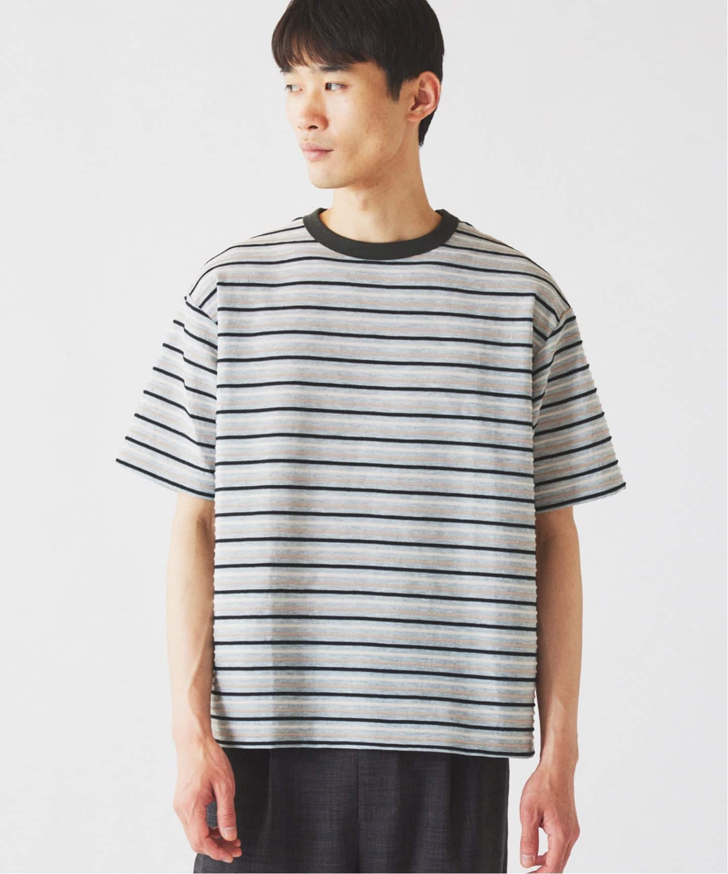 テクスチャー マルチボーダー Tシャツ（Tシャツ／カットソー