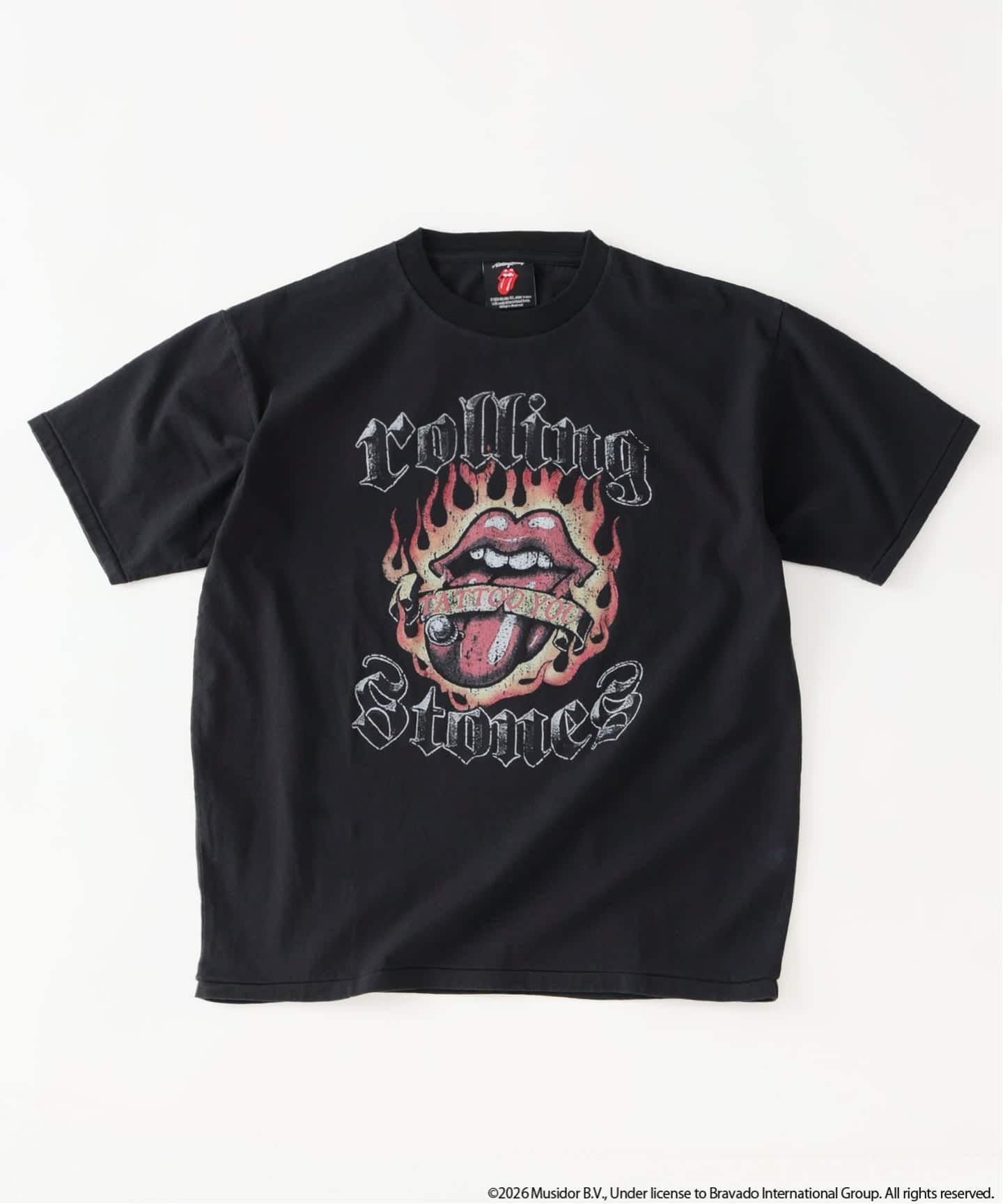 ローリングストーンズ ブラック Tシャツ・カットソー M ローリングストーンズ 別注 ヴィンテージ加工 プリントTシャツ（T
