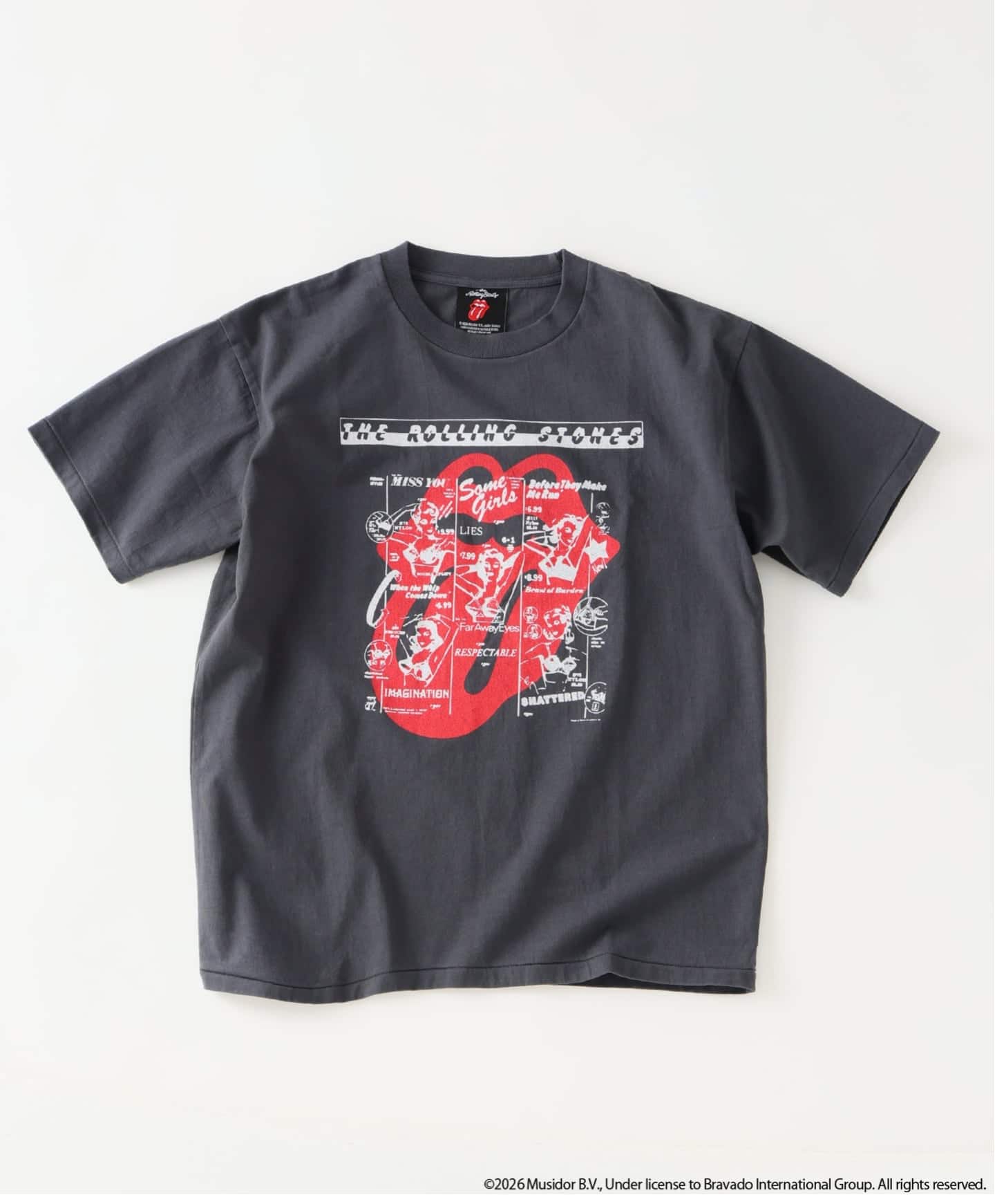 ローリングストーンズ ブラック Tシャツ・カットソー M ローリングストーンズ 別注 ヴィンテージ加工 プリントTシャツ（T