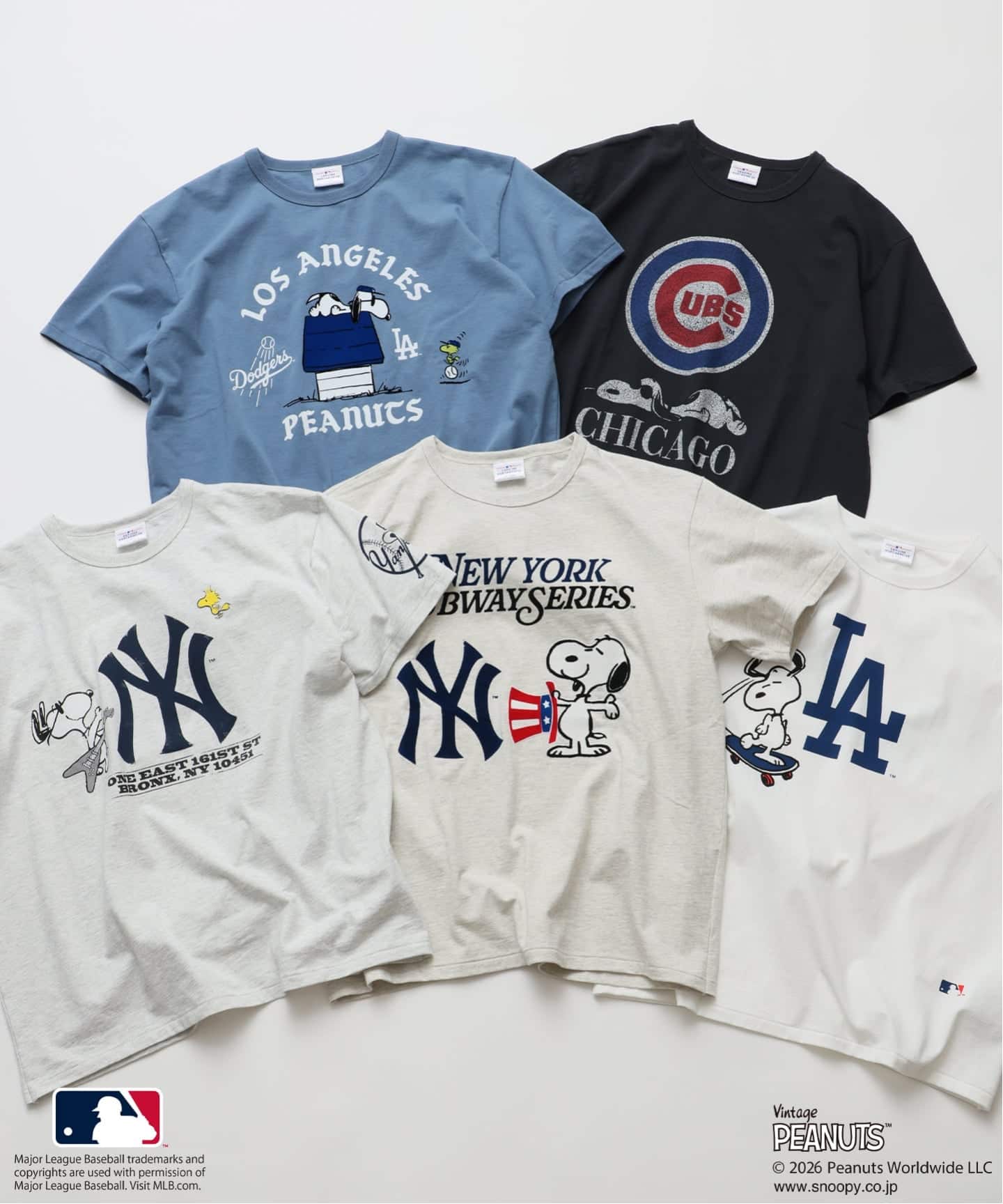 スヌーピー シルクスクリーン ★ベースボール PEANUTS / ピーナッツ 別注 MLB ベースボール プリントTシャツ（T