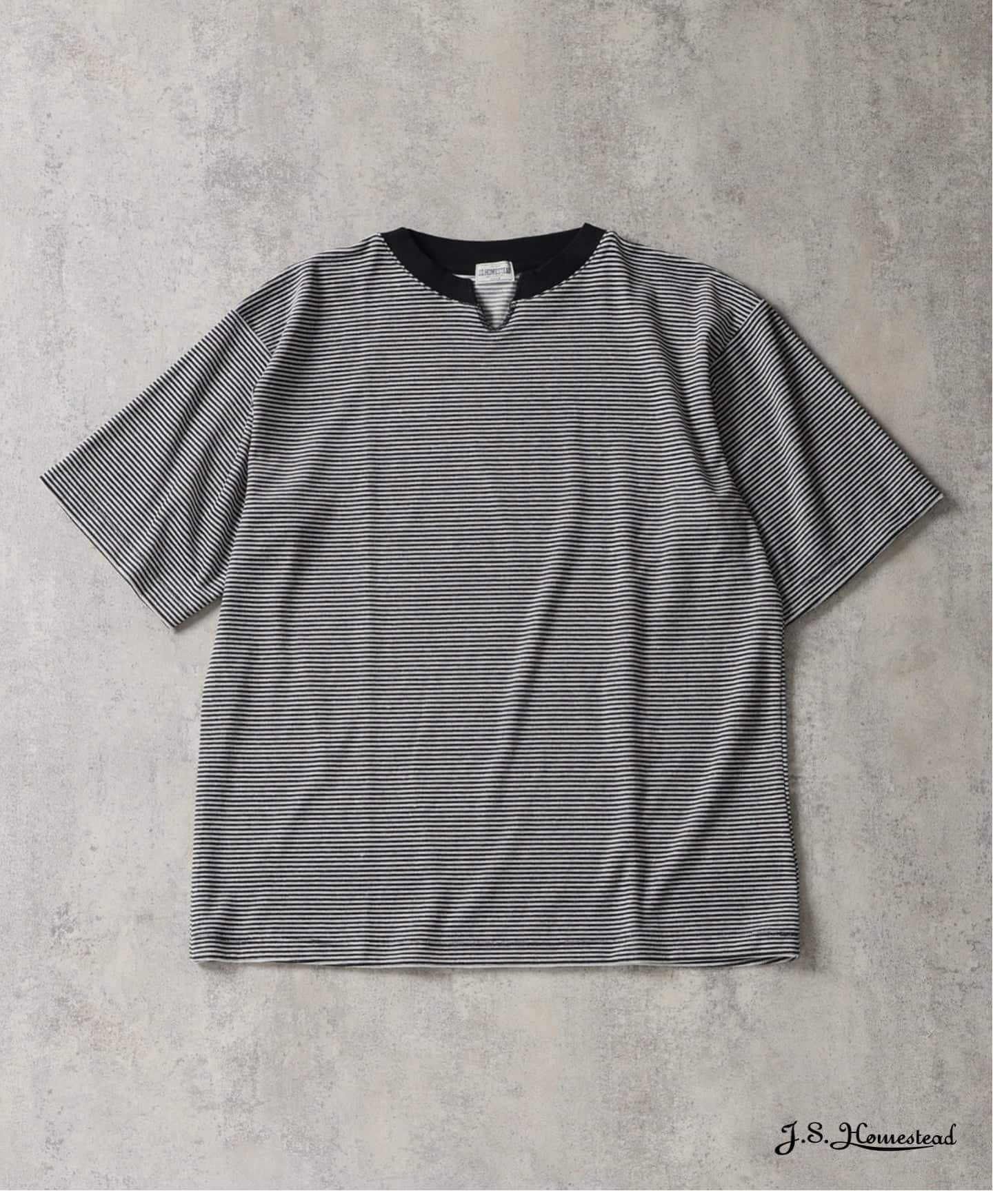 J.S.Homestead / ベルベット ボーダー キー × ボート ネック Tシャツ