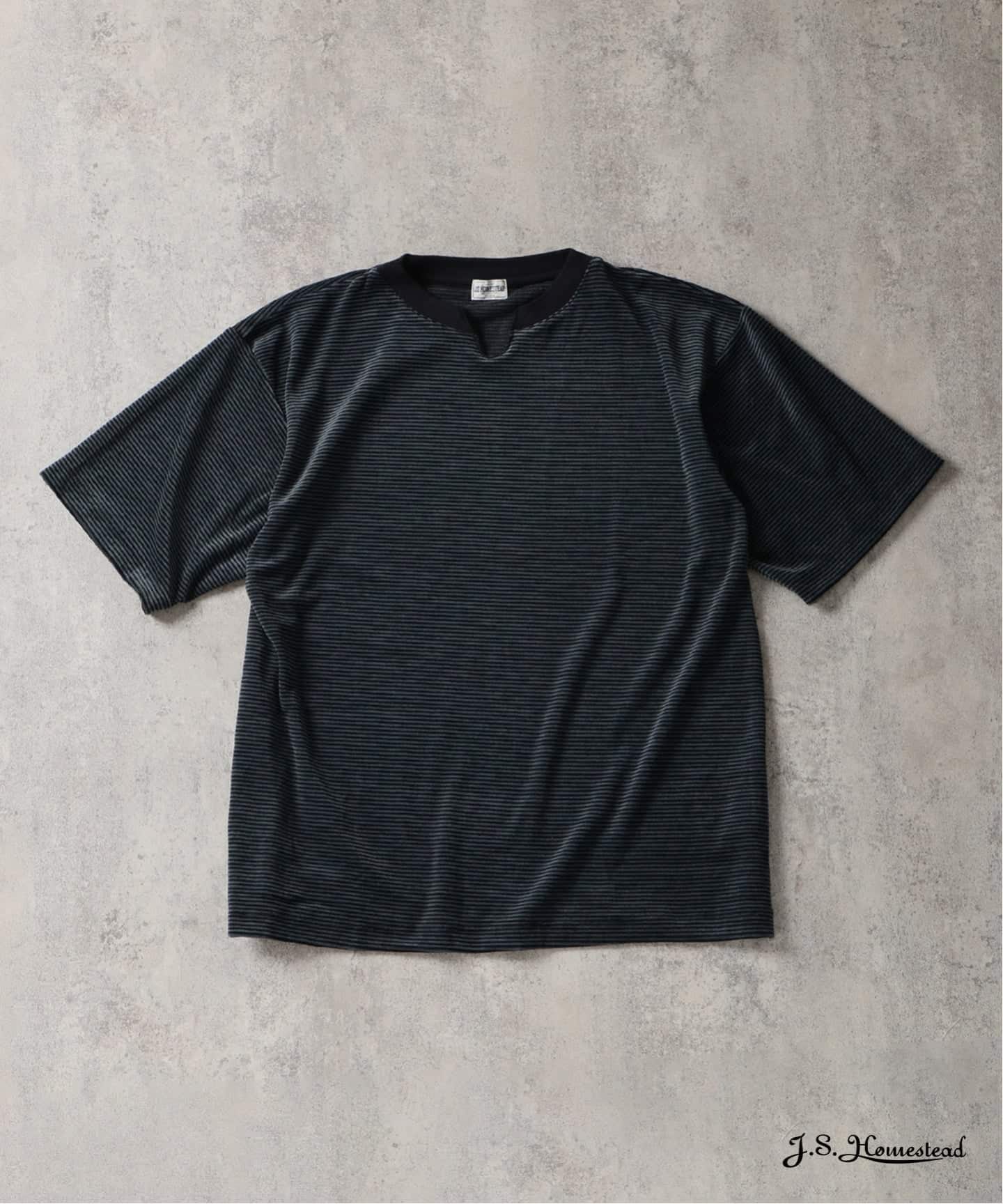 J.S.Homestead / ベルベット ボーダー キー × ボート ネック Tシャツ