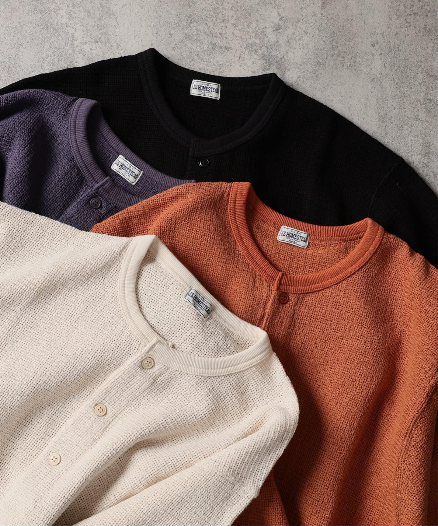 J.S.Homestead / レノ メッシュ ファブリック ヘンリー ネック Tシャツ