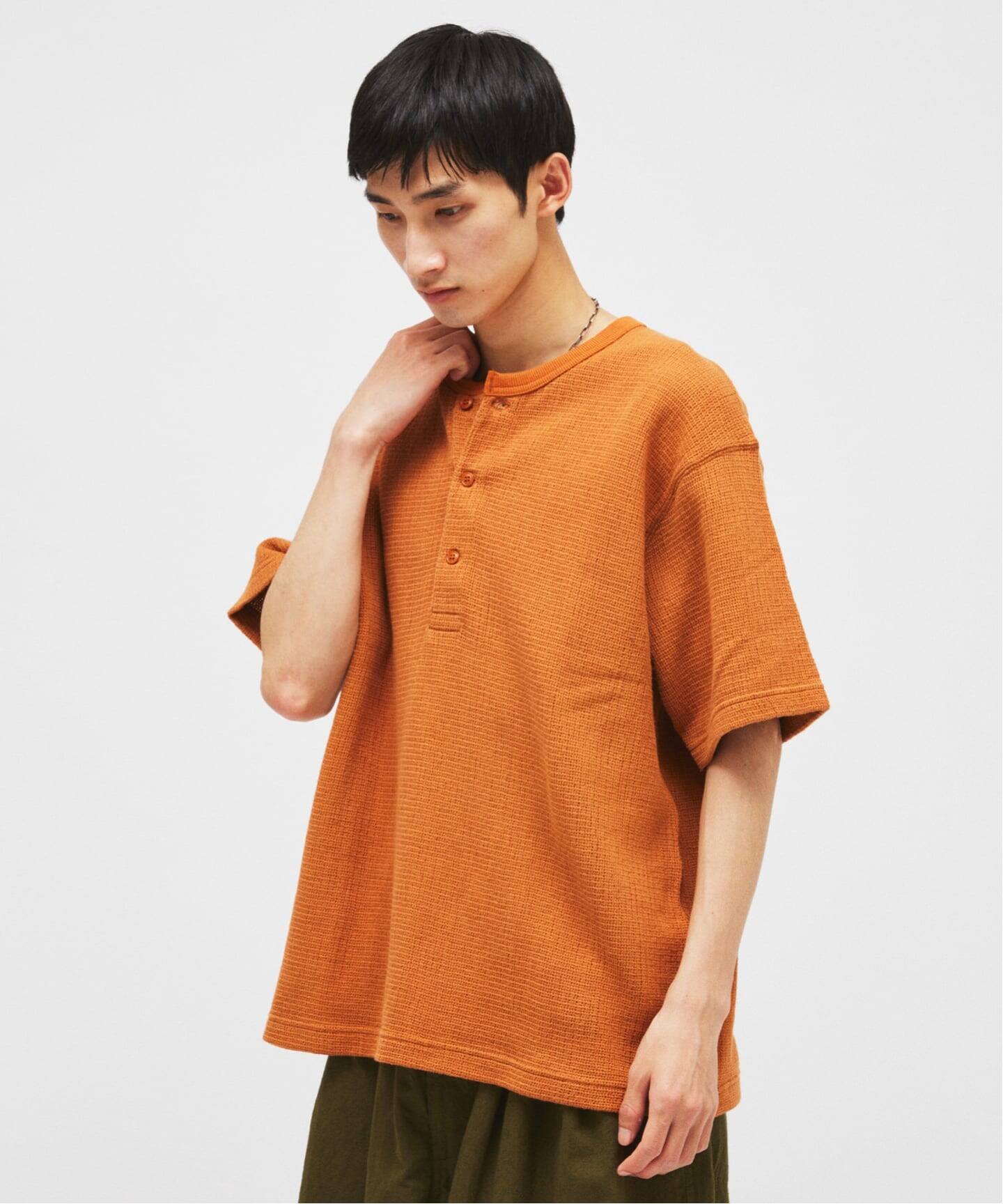 予約》J.S.Homestead / レノ メッシュ ファブリック ヘンリー ネック T